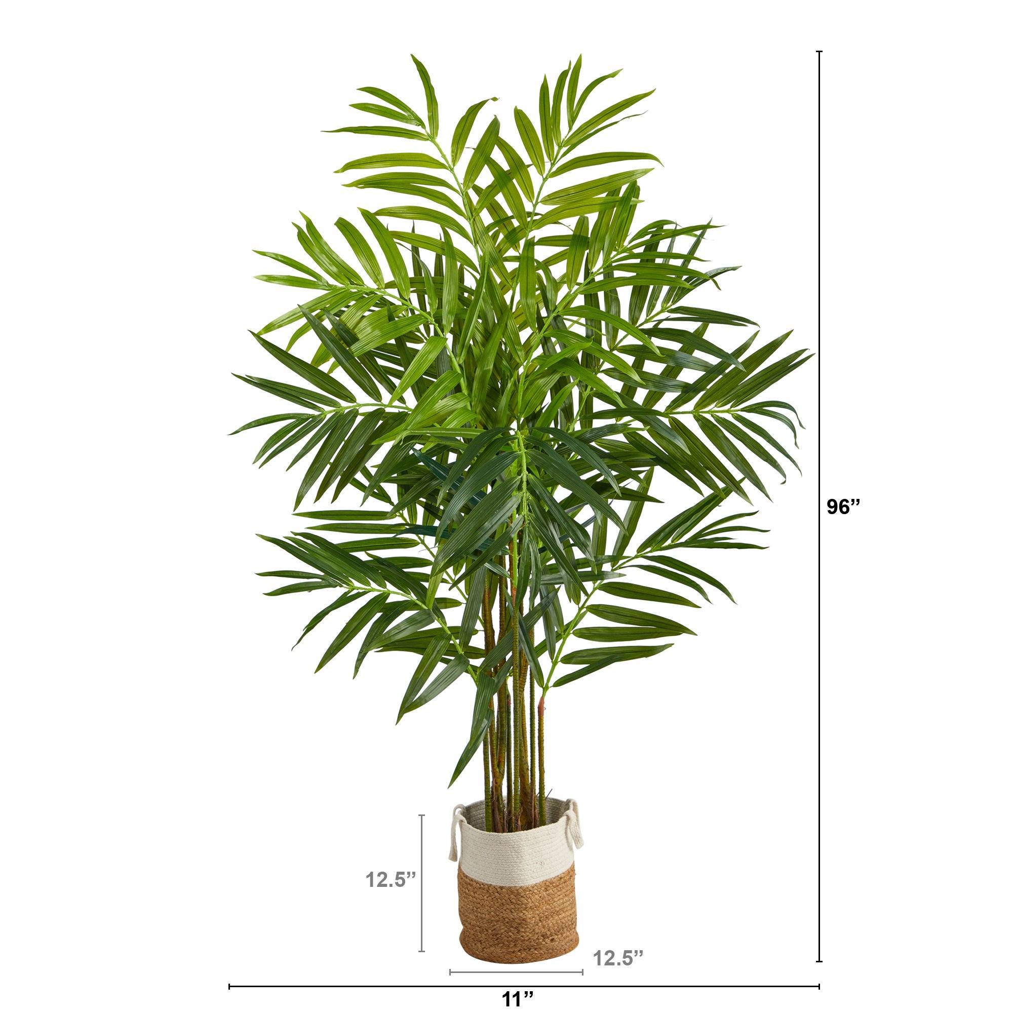 8’ King Palm Artificial Tree with 12 Bendable Branches in Handmade Natural Jute and Cotton Planter