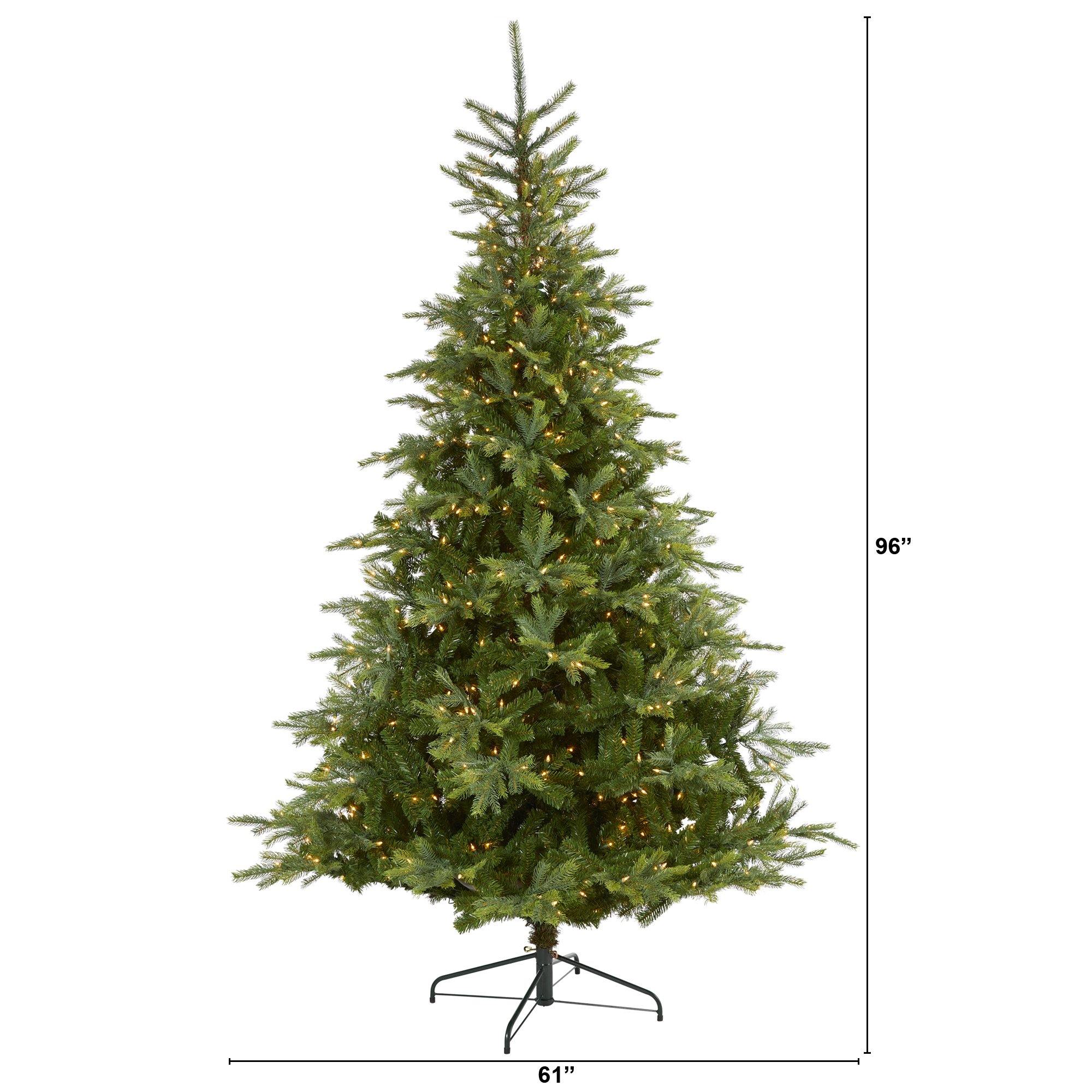 8’ North Carolina Spruce Artificial Christmas Tree with 650 Clear Lights and 1303 Bendable Branches