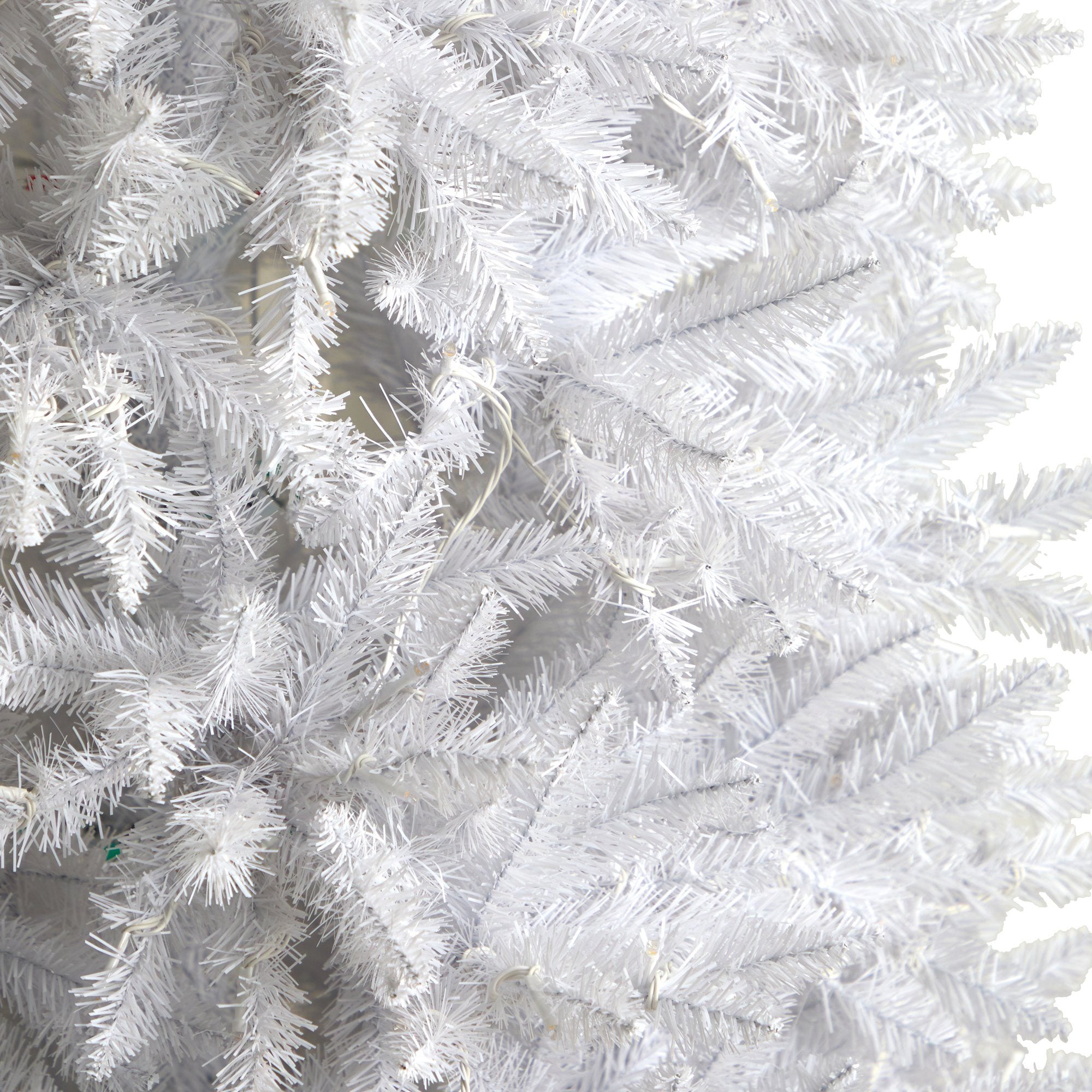 9’ Slim White Artificial Christmas Tree with 600 Warm White LED Lights and 1860 Bendable Branches