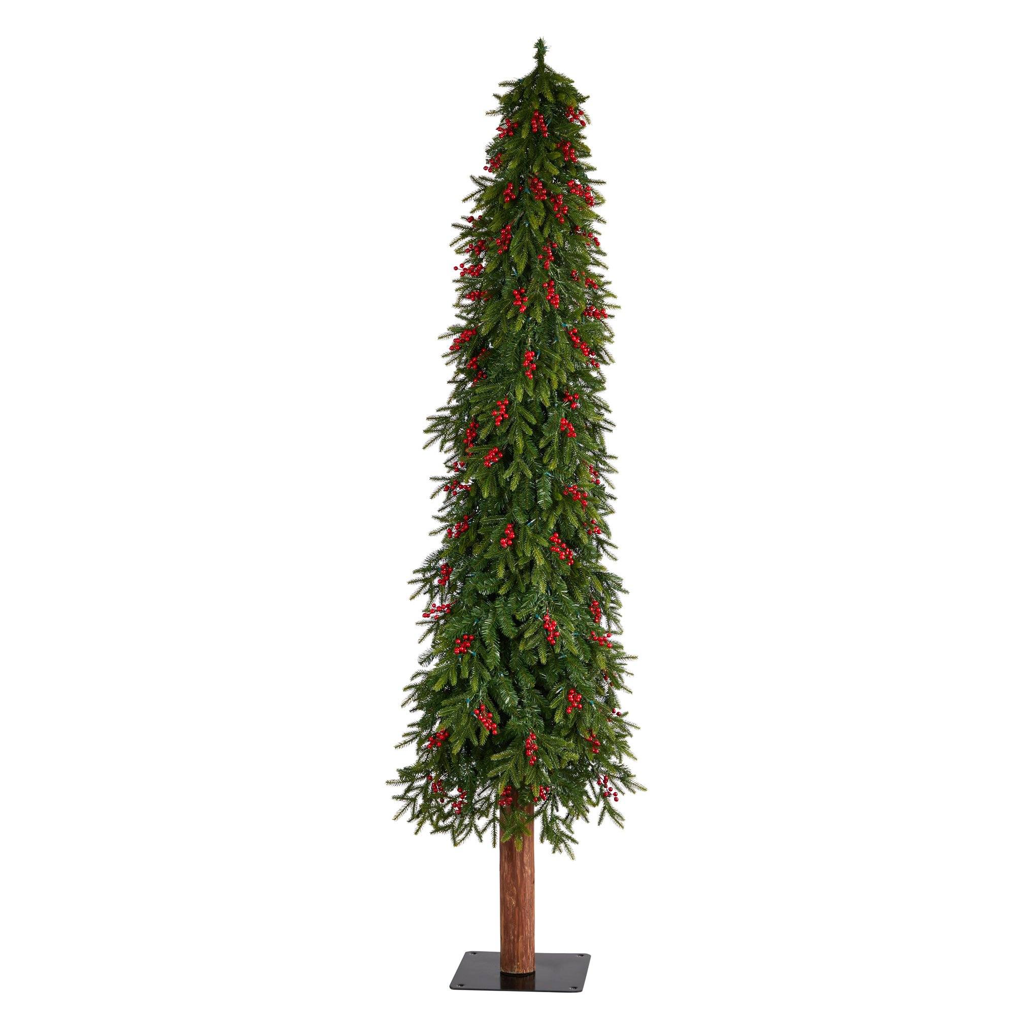 9' Victoria Fir Artificial Christmas Tree with 400 Multi-Color (Multifunction) LED Lights, Berries and 781 Branches