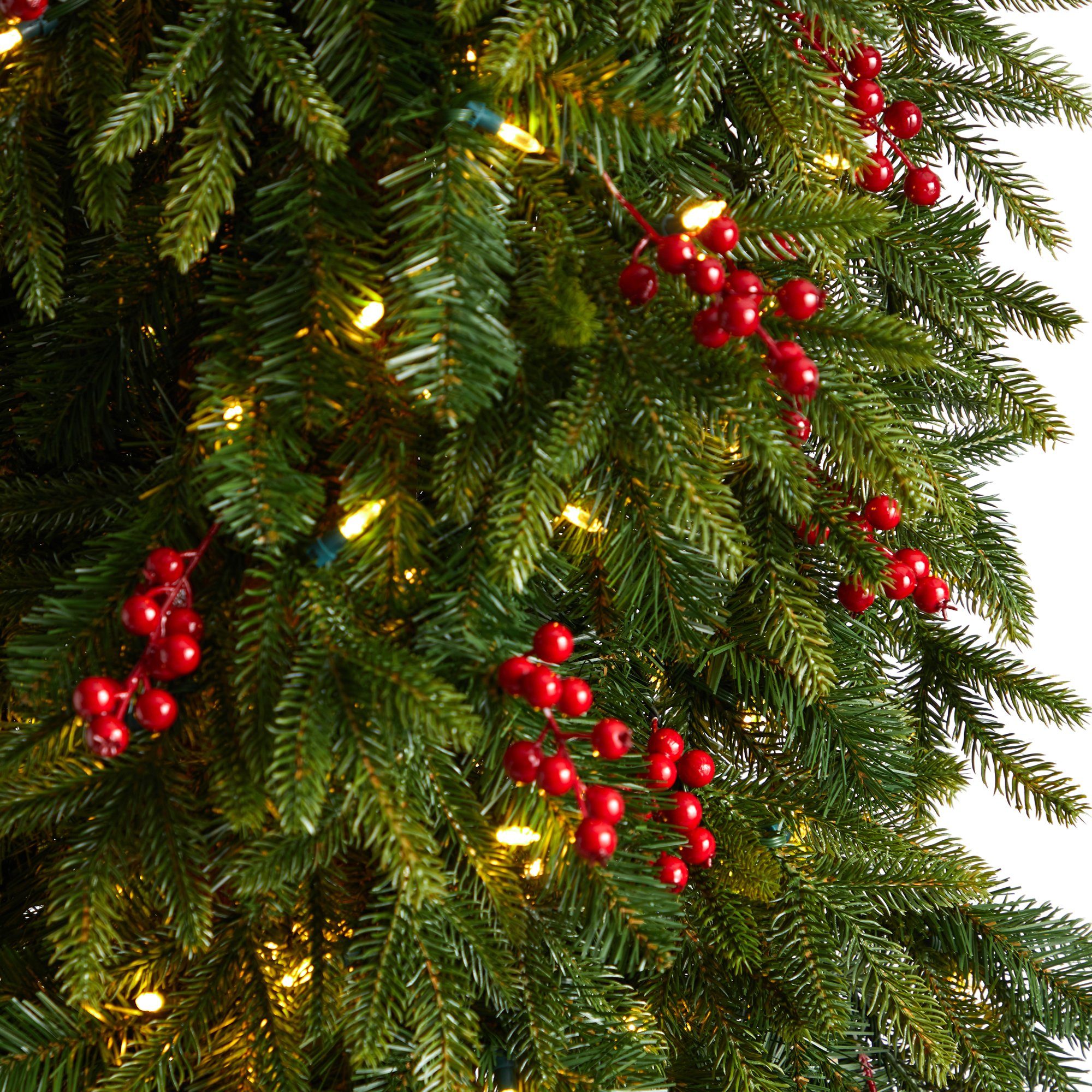 9' Victoria Fir Artificial Christmas Tree with 400 Multi-Color (Multifunction) LED Lights, Berries and 781 Branches