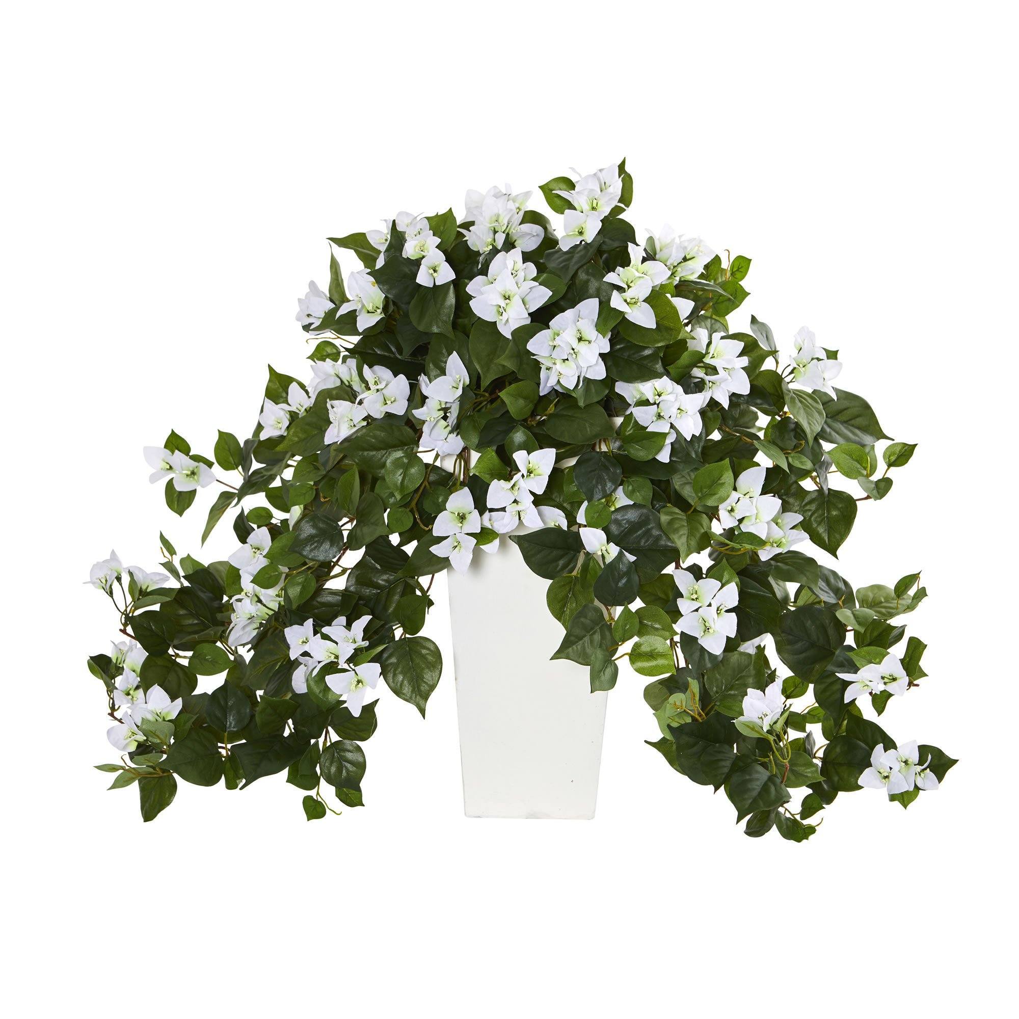 23" Bougainvillea Artificial Plant in White Tower Planter"