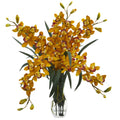 Cymbidium Orchid Artificial Arrangement in Glass Vase
