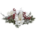 Frosted Magnolia & Berry Artificial Arrangement Candelabrum