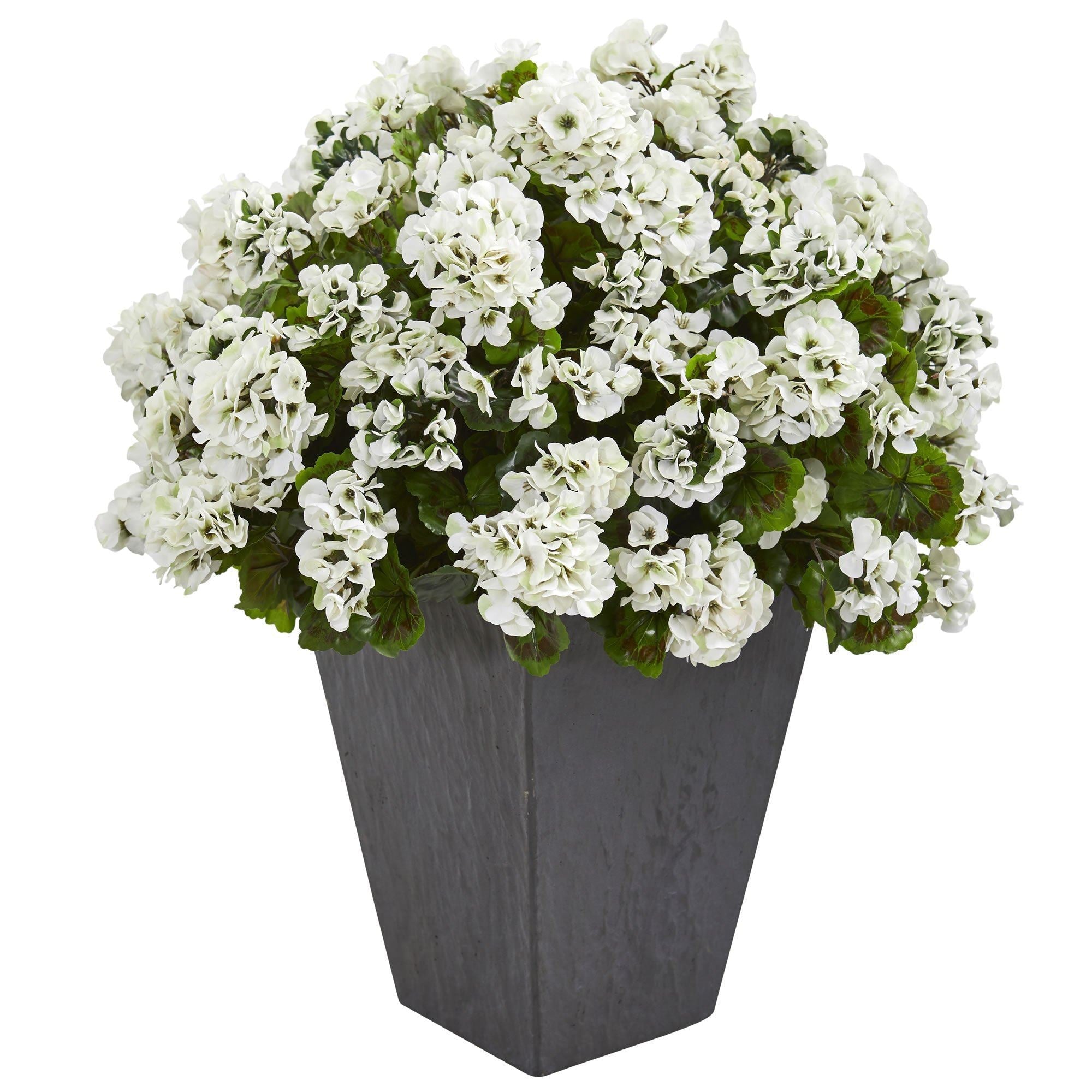 Geranium Artificial Plant in Slate Planter UV Resistant (Indoor/Outdoor)