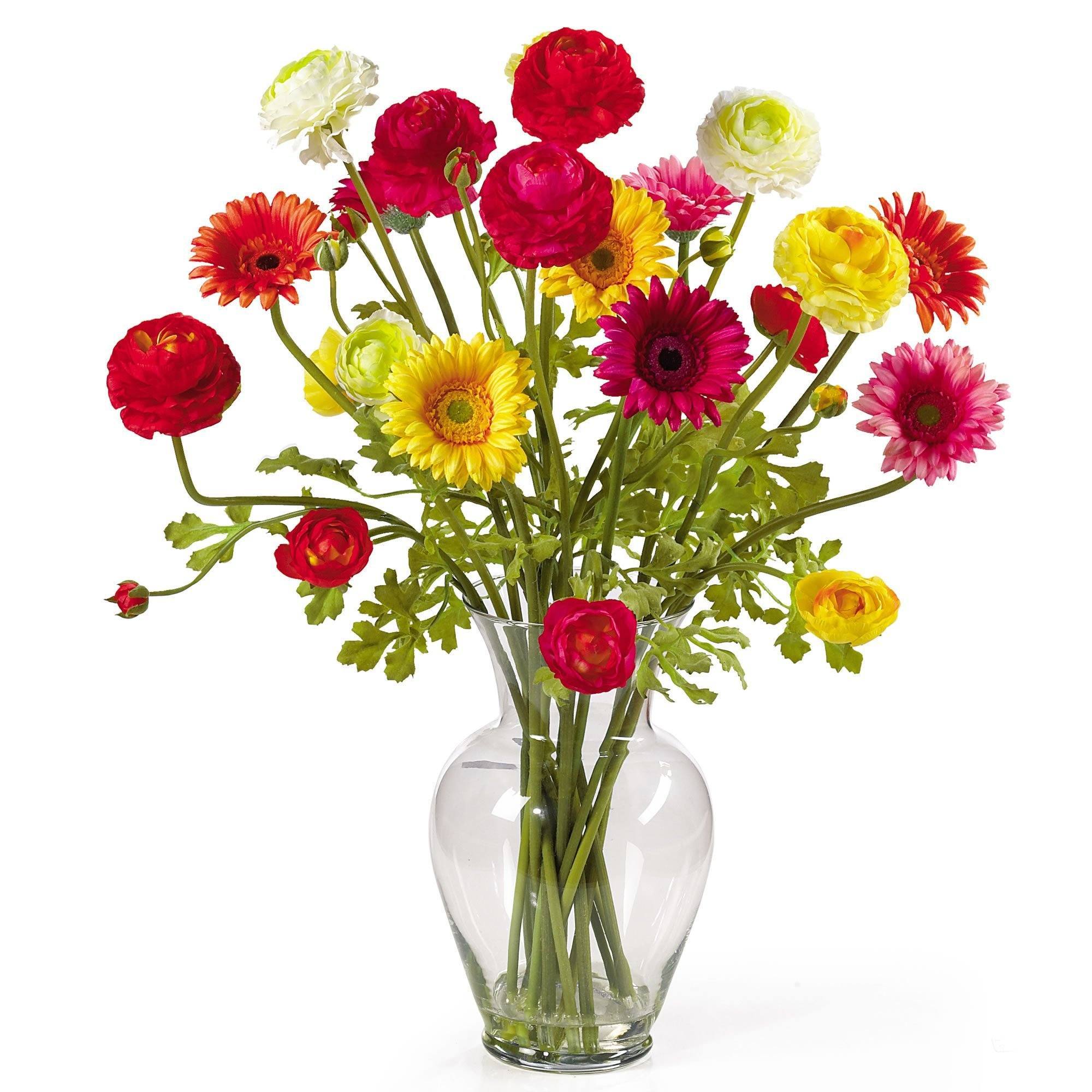 Gerber and Ranunculus Liquid illusion Silk Flower Arrangement
