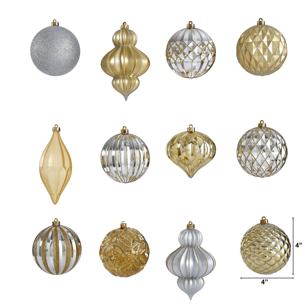 Holiday Lux Shatterproof, 12 Count Christmas Tree Ornament Set, 100mm with Re-Useable Box