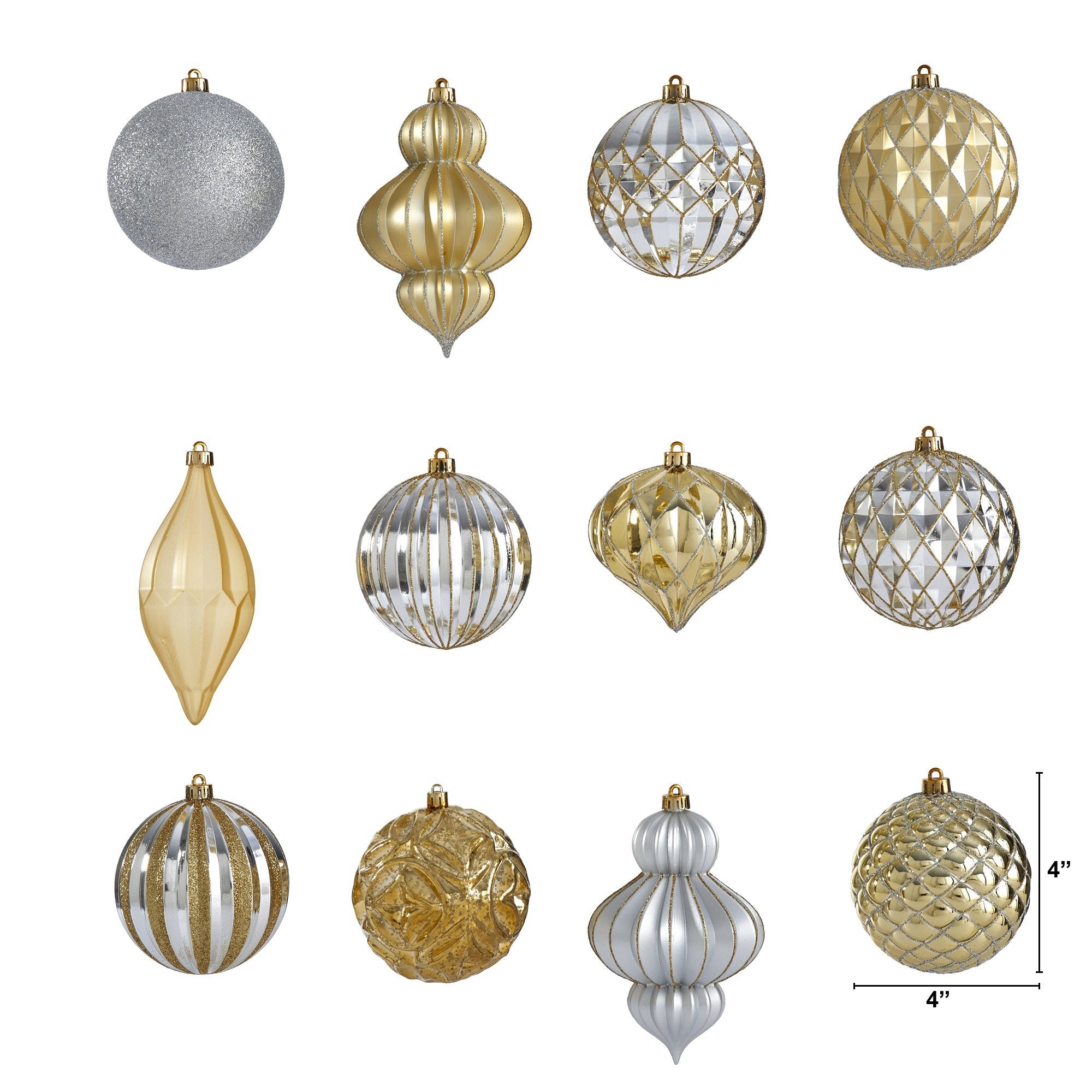 Holiday Lux Shatterproof, 12 Count Christmas Tree Ornament Set, 100mm with Re-Useable Box