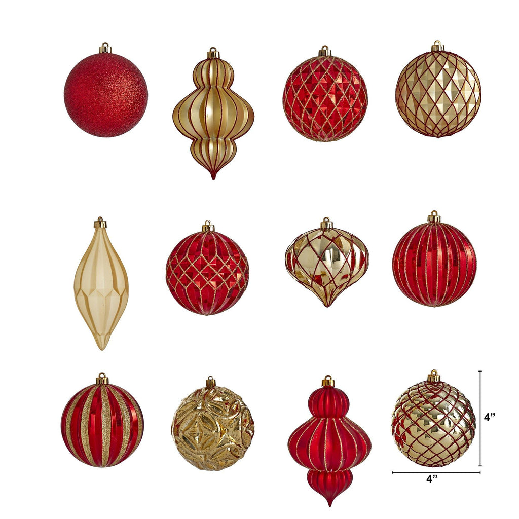 Holiday Lux Shatterproof, 12 Count Christmas Tree Ornament Set, 100mm with Re-Useable Box