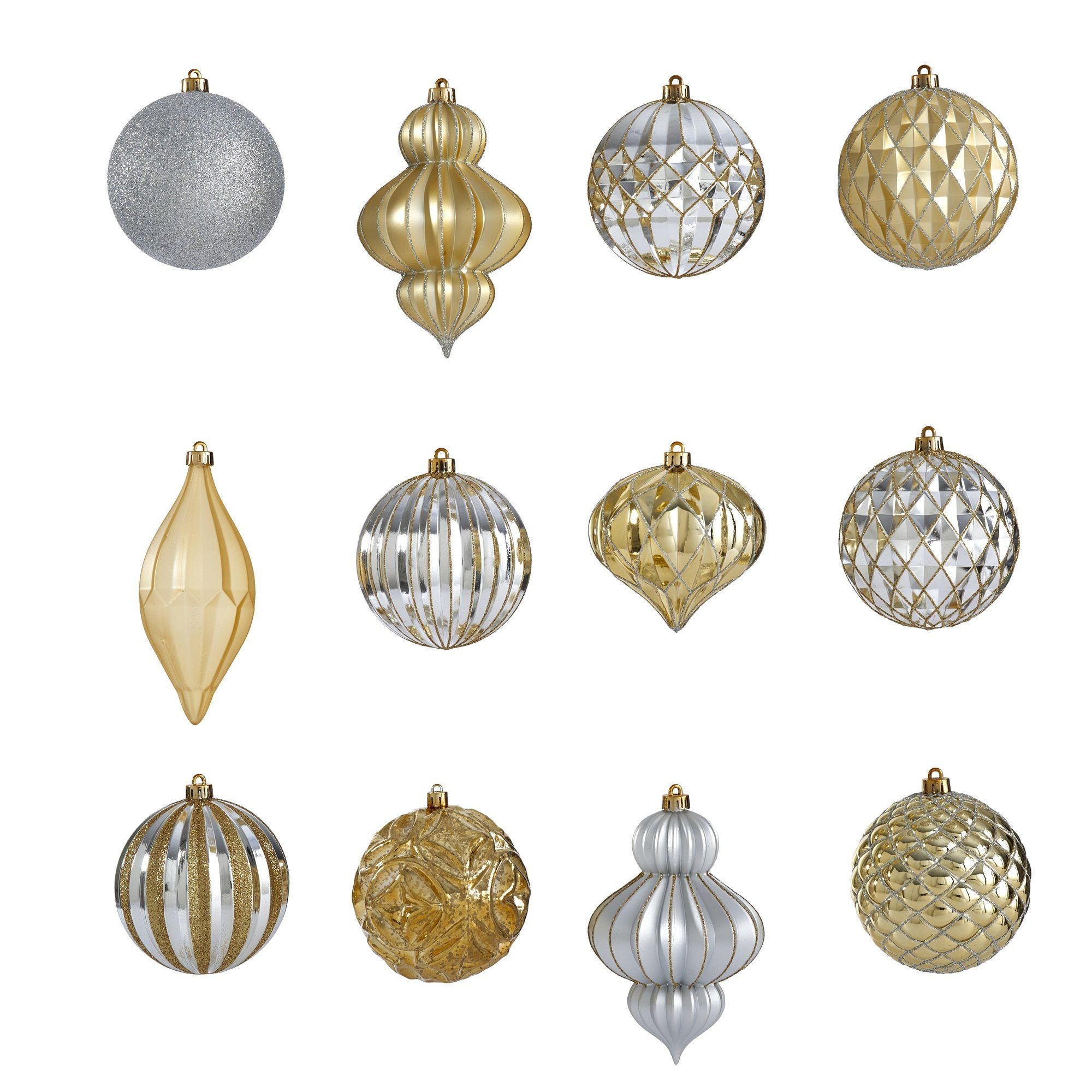 Holiday Lux Shatterproof, 12 Count Christmas Tree Ornament Set, 100mm with Re-Useable Box