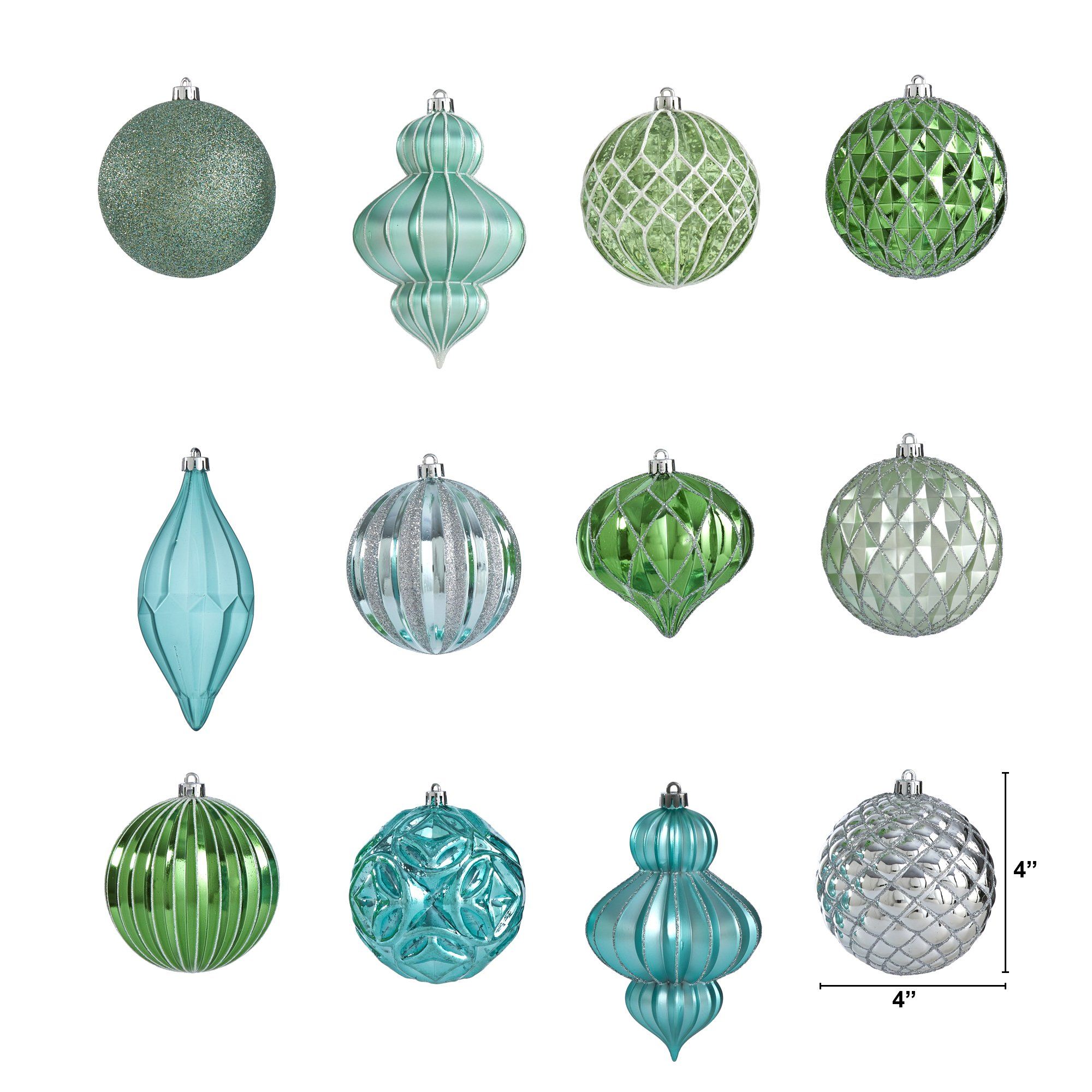 Holiday Lux Shatterproof, 12 Count Christmas Tree Ornament Set, 100mm with Re-Useable Box