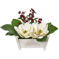 Magnolias and Berries Artificial Arrangement in Chair Planter