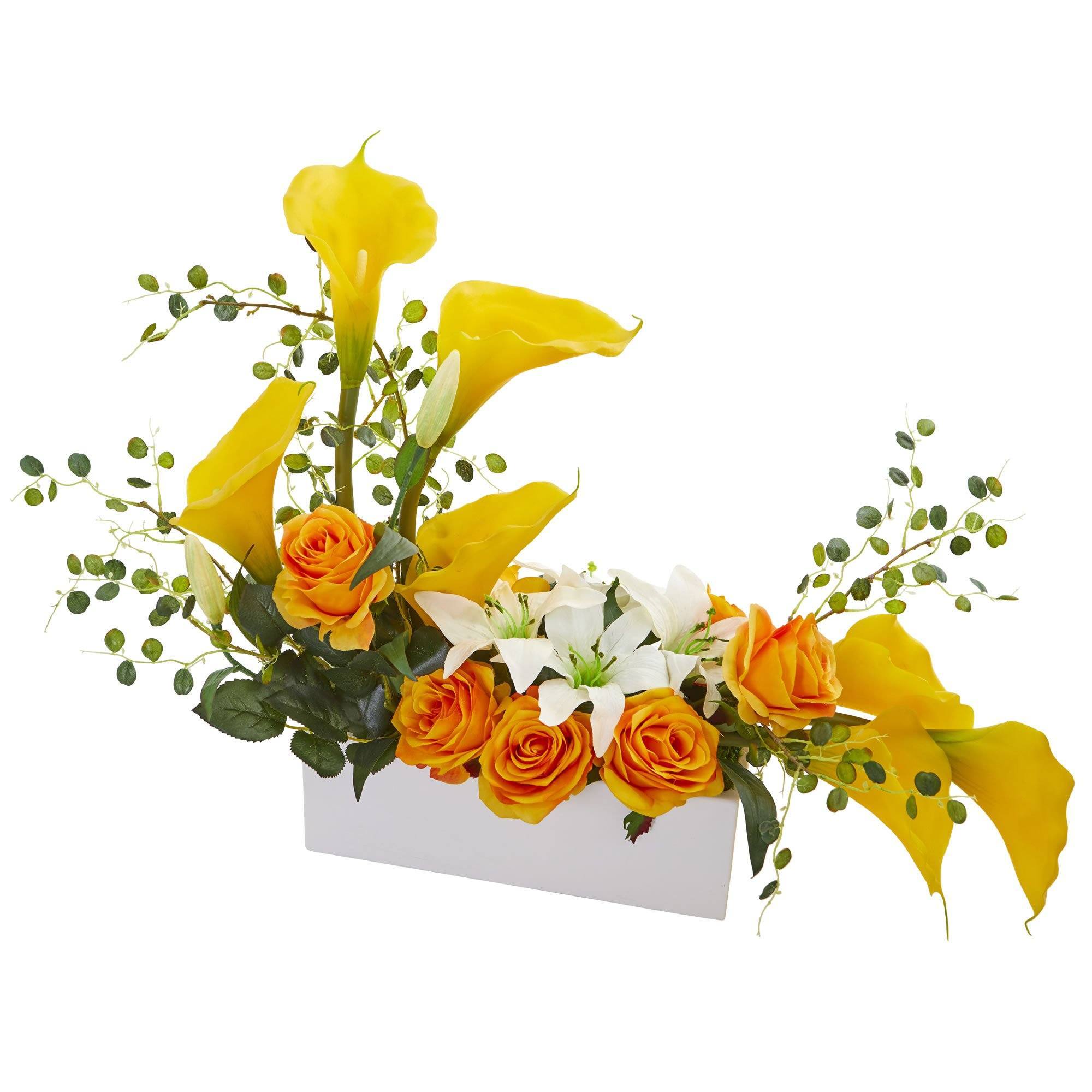 Mixed Lily and Rose Artificial Arrangement