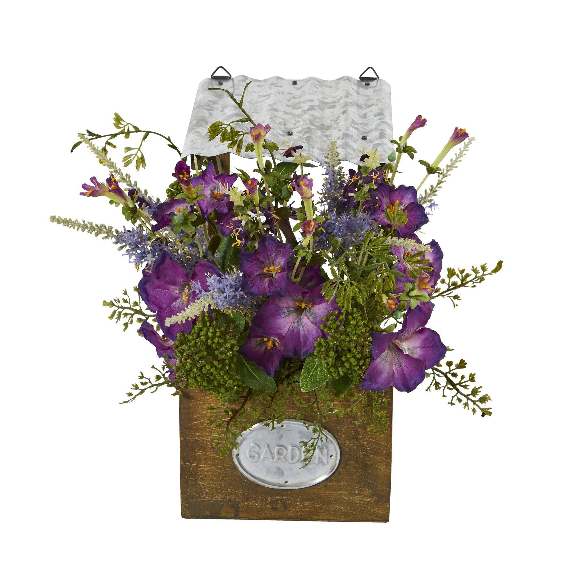Morning Glory Artificial Plant in Tin Roof Planter