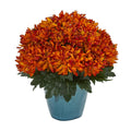 Spider Mum Artificial Plant in Teal Planter