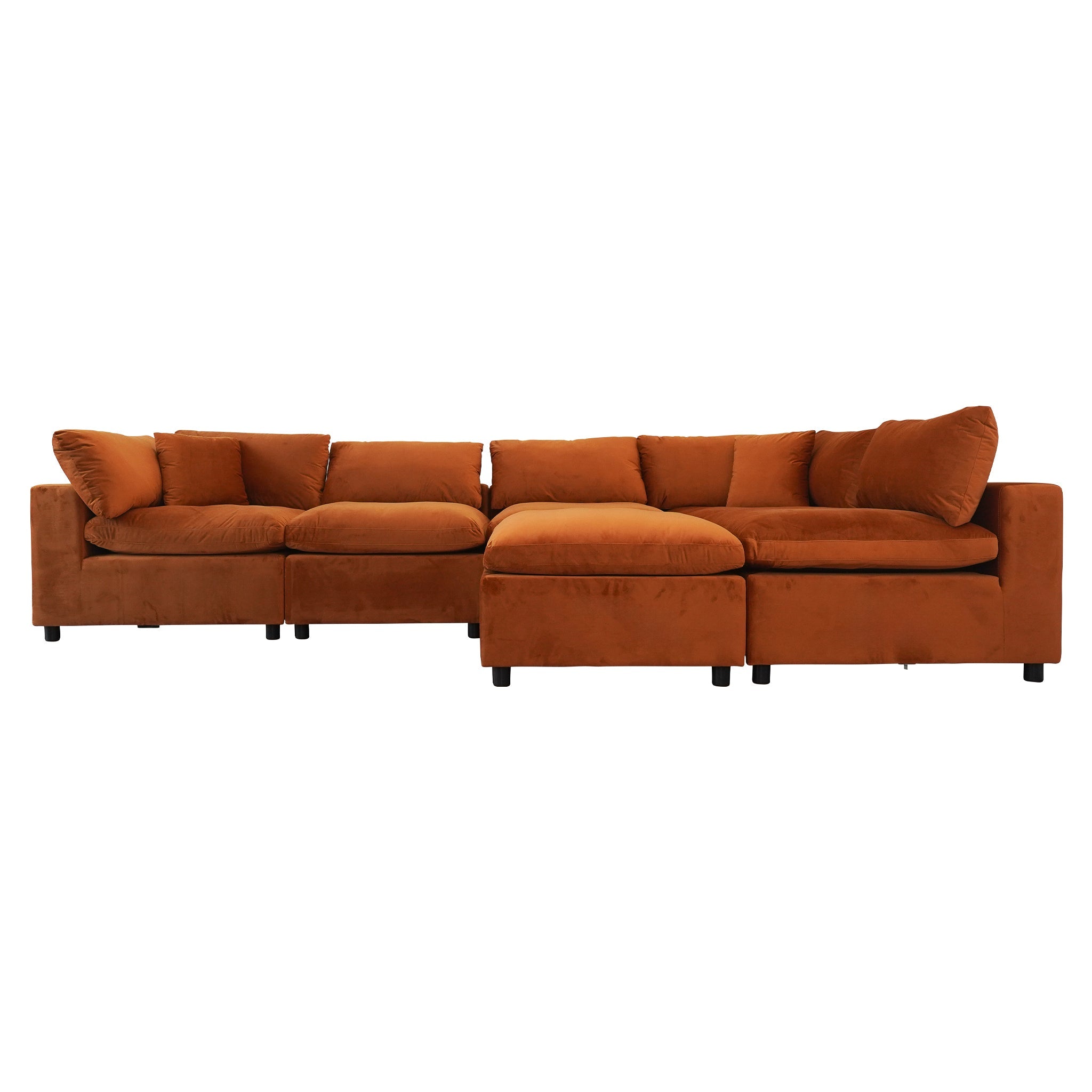 Hayward Burnt Orange Velvet Modular Sectional Sofa – Designer Sofa – C
