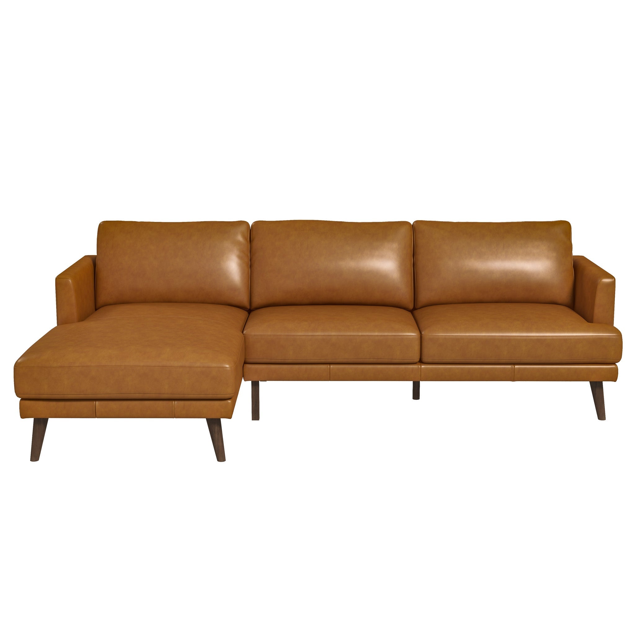 Lore  L-Shaped Genuine Leather Sectional In Tan Left Facing – Designer
