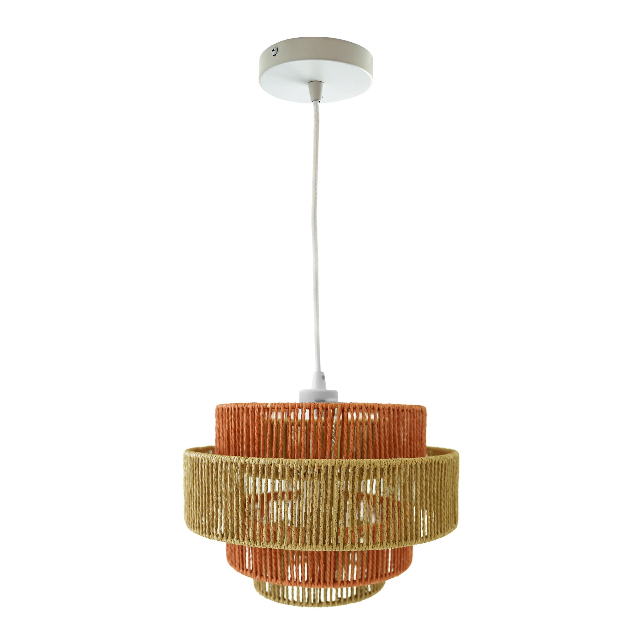 Dorset Pendant Lamp - White and Natural/Terracotta – Luxury Lighting –