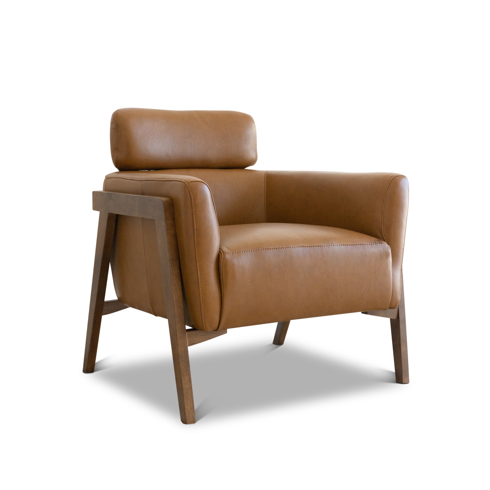 Kayson Tan Leather Lounge Chair – Luxury Modern Seating – Curated by S