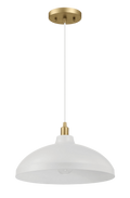 Astral Single Light White Pendant Lamp with Golder Brass Finish for Entrance Kitchen Island 14"D × 8"H