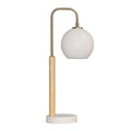 Auris White Globe Lampshade Table Lamp with Marble Base