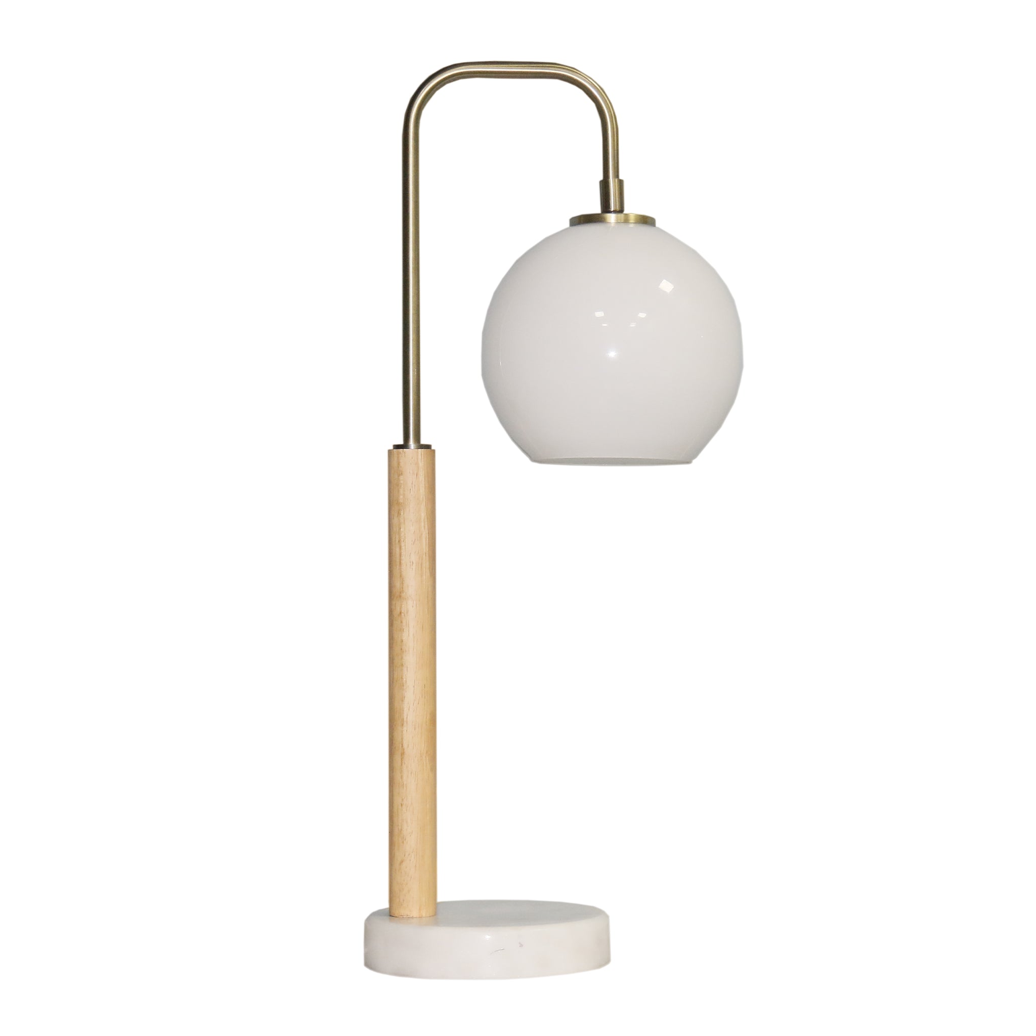 Auris White Globe Lampshade Table Lamp with Marble Base – Luxury Light