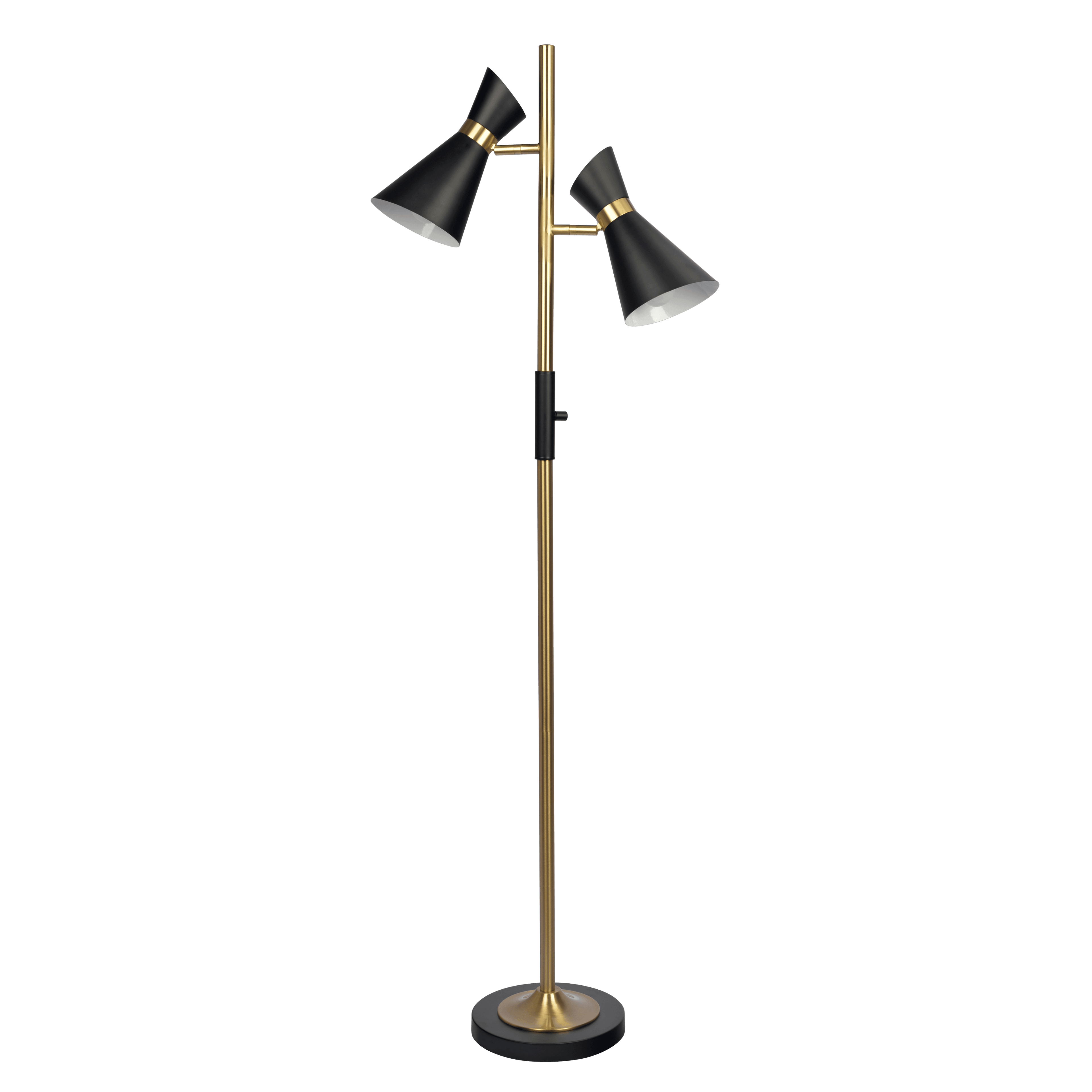Axis Brassed Gold Floor Lamp with 4-Way Switch Double Spots with Metal