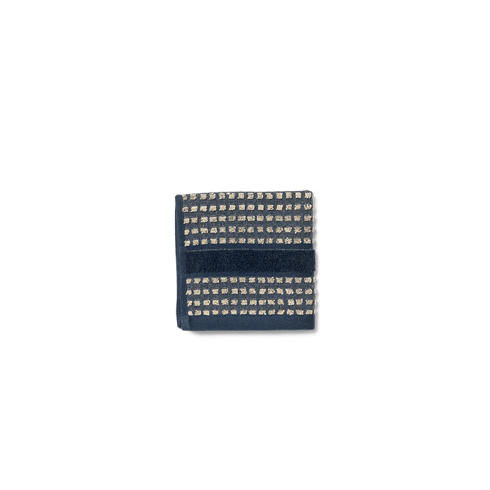 JUNA Check Washcloth, Dark Blue