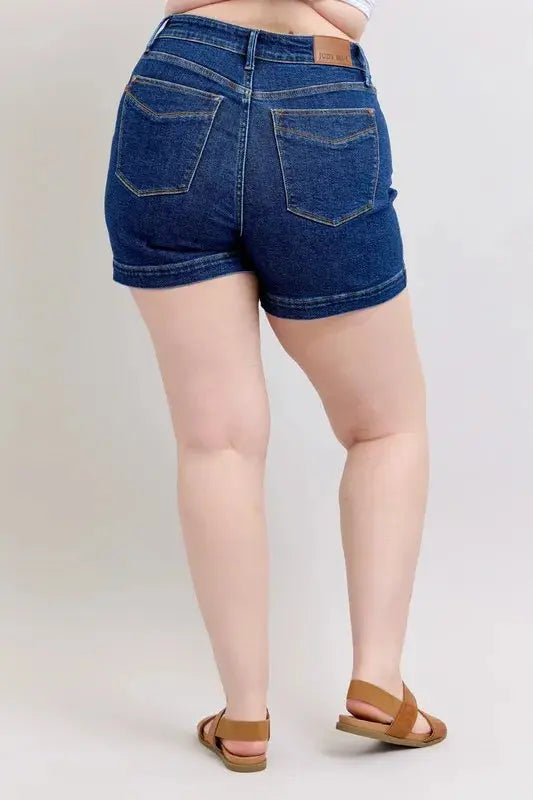 Judy Blue Jeans - Plus Size High Waist Tummy Control Denim Shorts