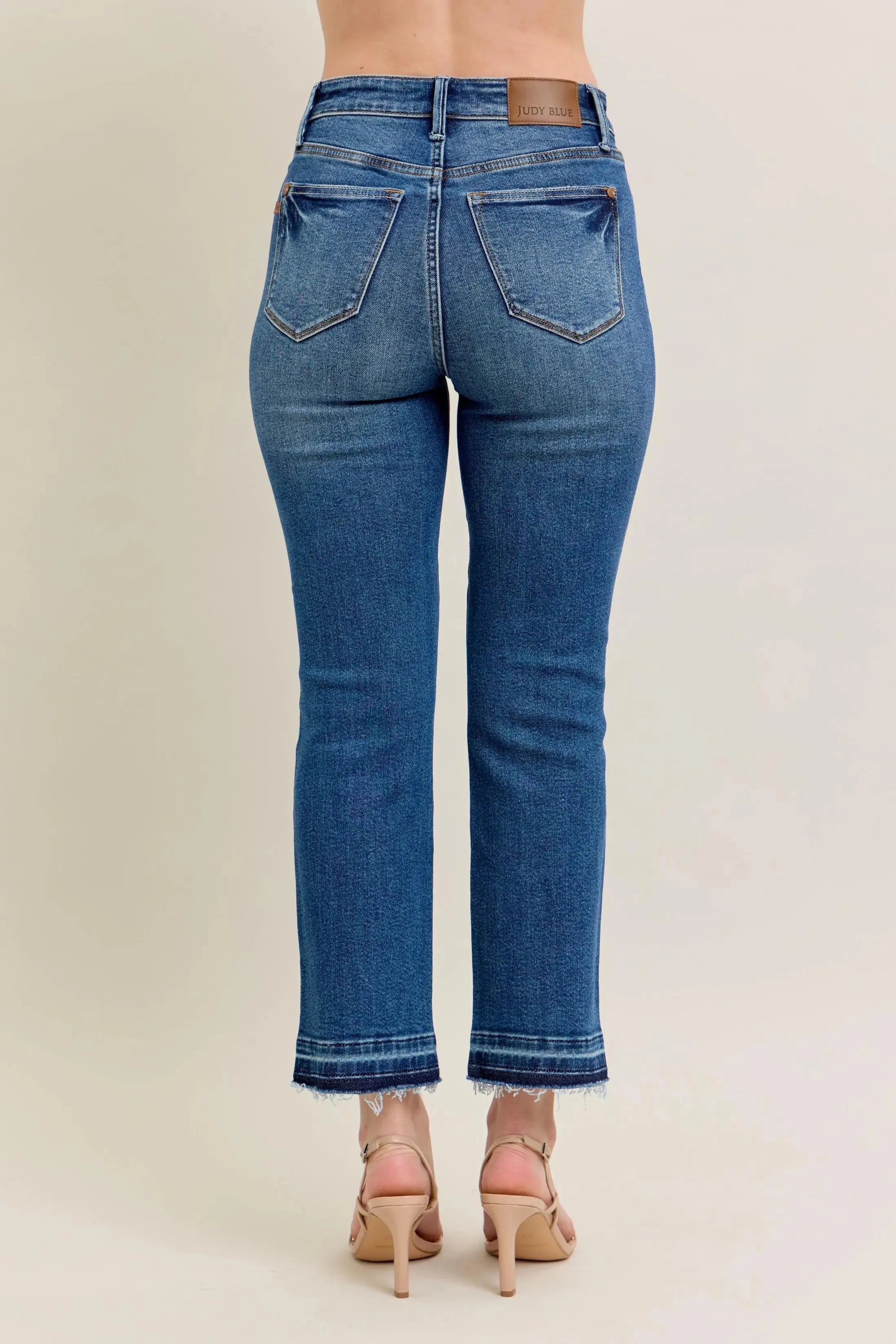 Full Size High Waist Vintage Wash Release Hem Kick Flare Judy Blue Jeans