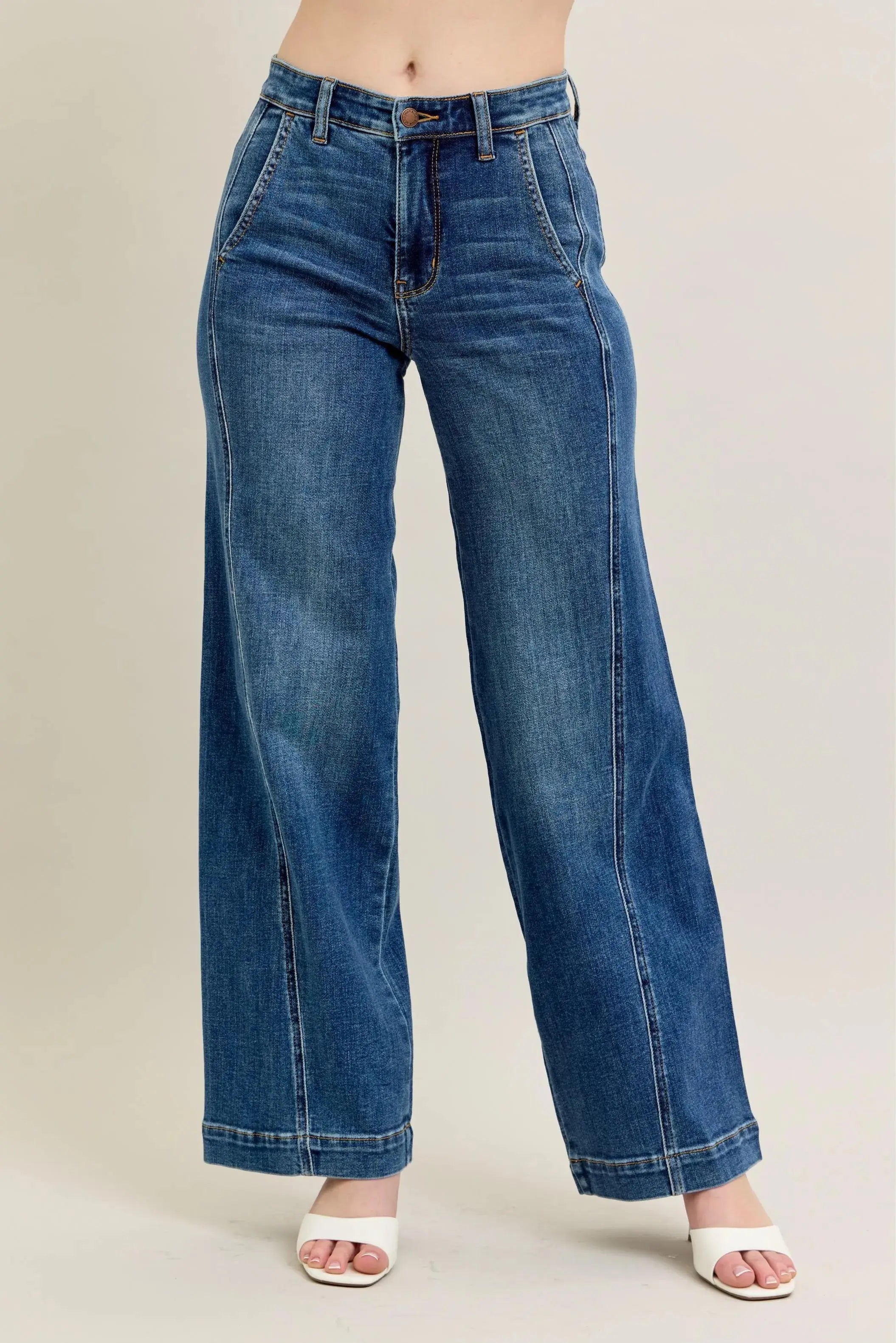 Full Size/Plus Size High Waist Wide Leg Judy Blue Jeans