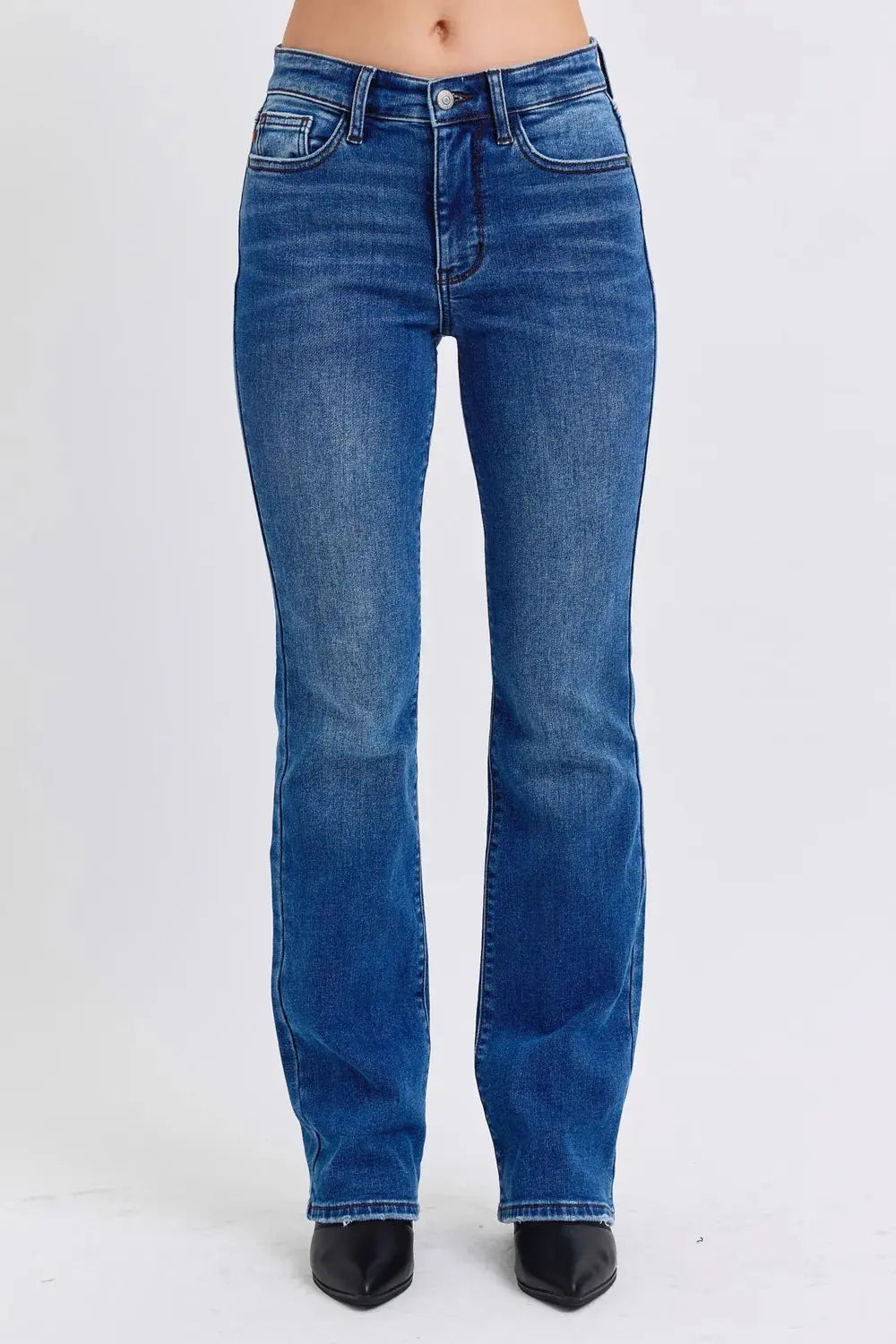 Full Size Run Mid-Rise Bootcut Judy Blue Jeans with Thermal Lining