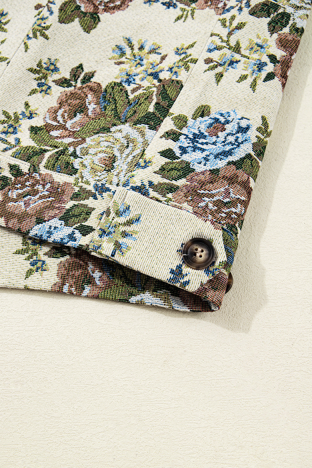 Floral Zip-Up Contrast Collared Jacket