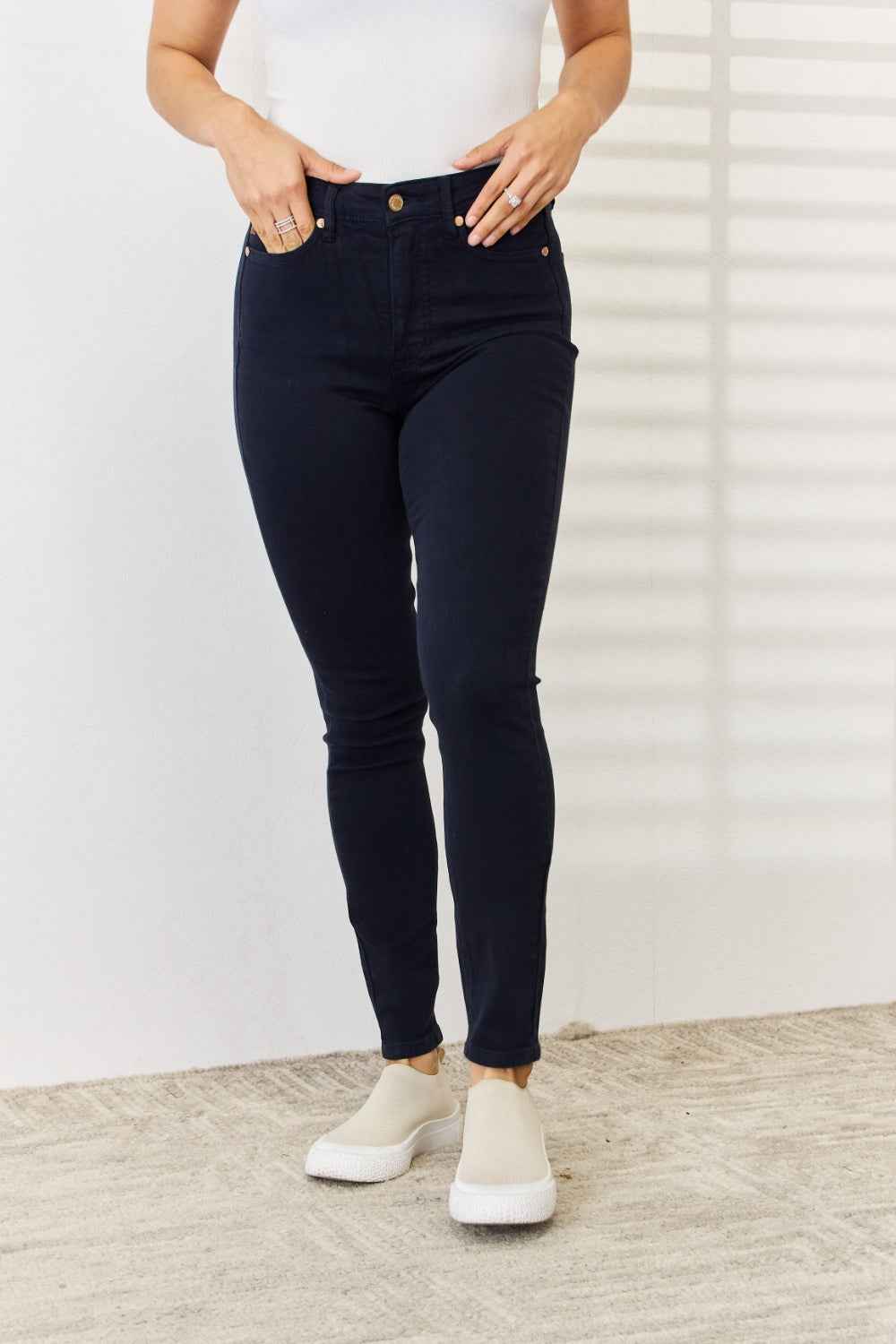Judy Blue Tummy Control Skinny Jeans - Full Size Garment Dyed Women's Jeans