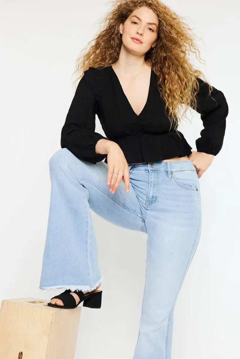 Curvy Kancan High Rise Flare Jeans - Light Wash