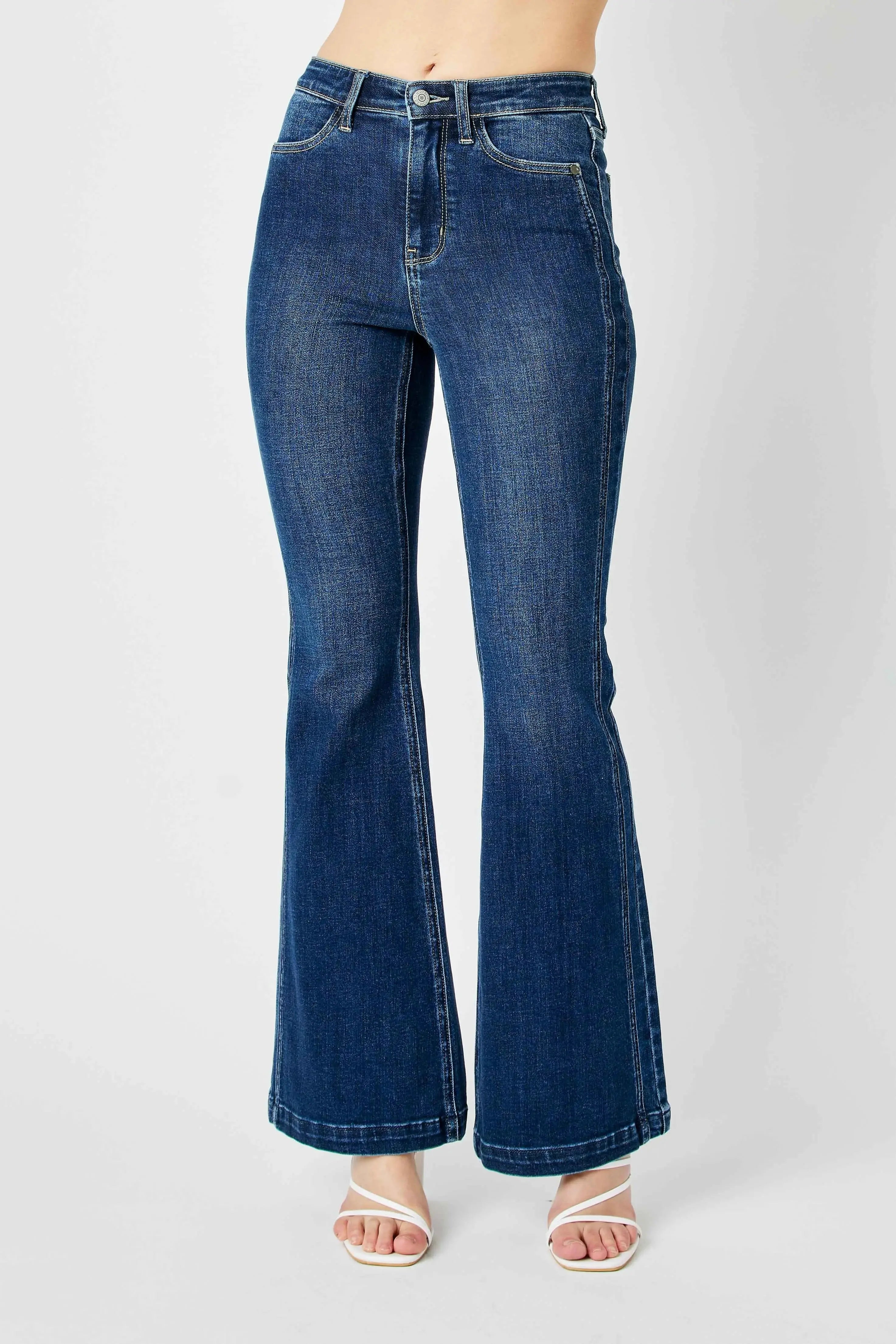 Plus Size High Waist Flare Judy Blue Jeans with Side Seam Detail