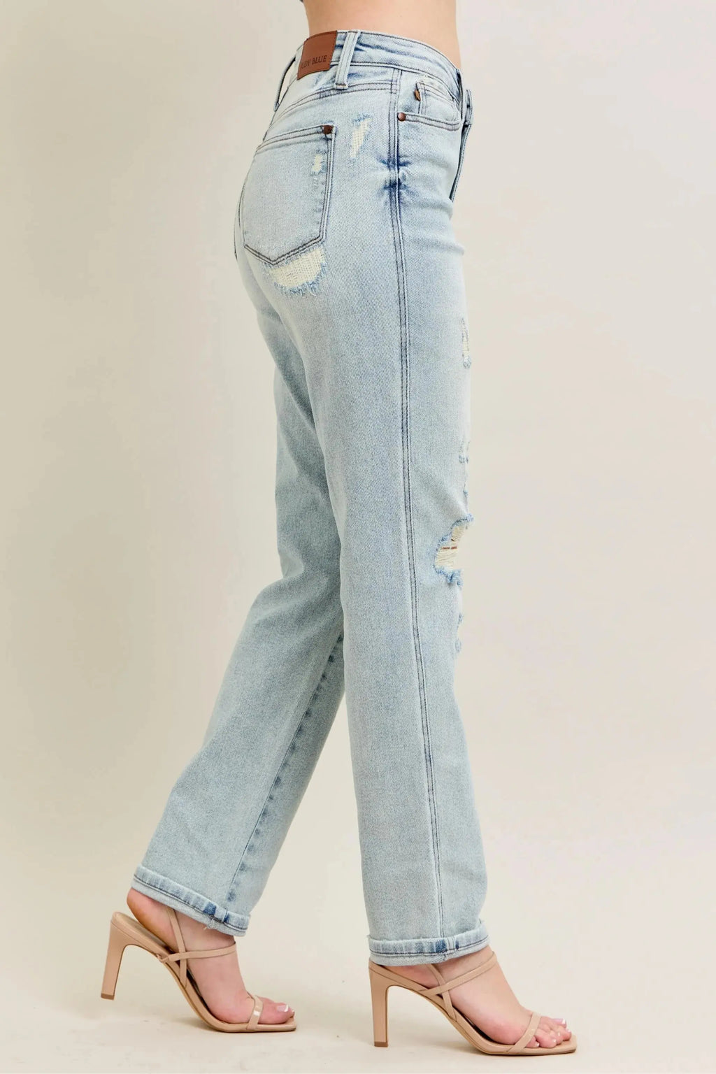 Judy Blue Jeans - Plus Size Mr Repair Stitch Detail Destroy Single Cuff Boyfriend Fit