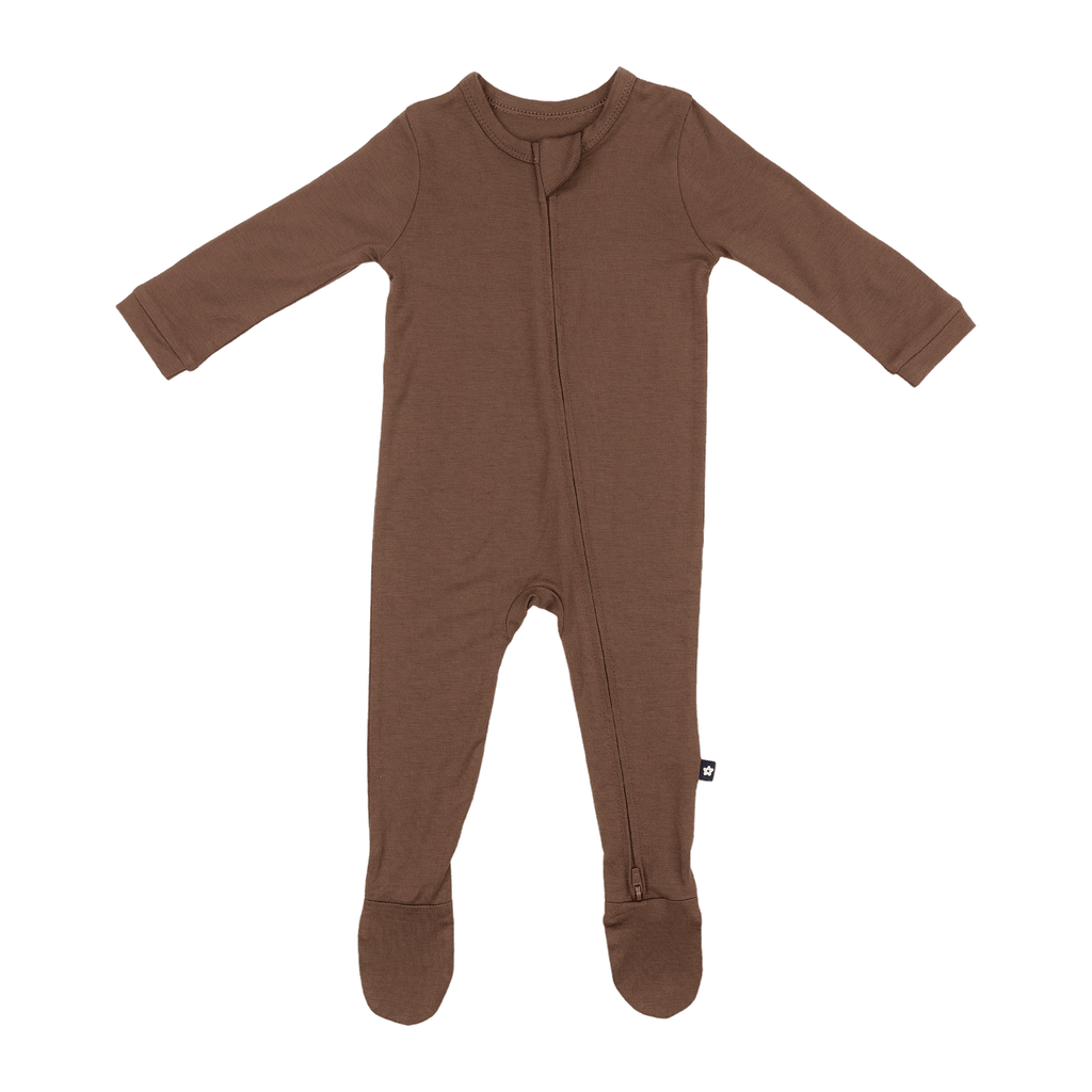 Larkspur Baby Zip Footie in Chestnut