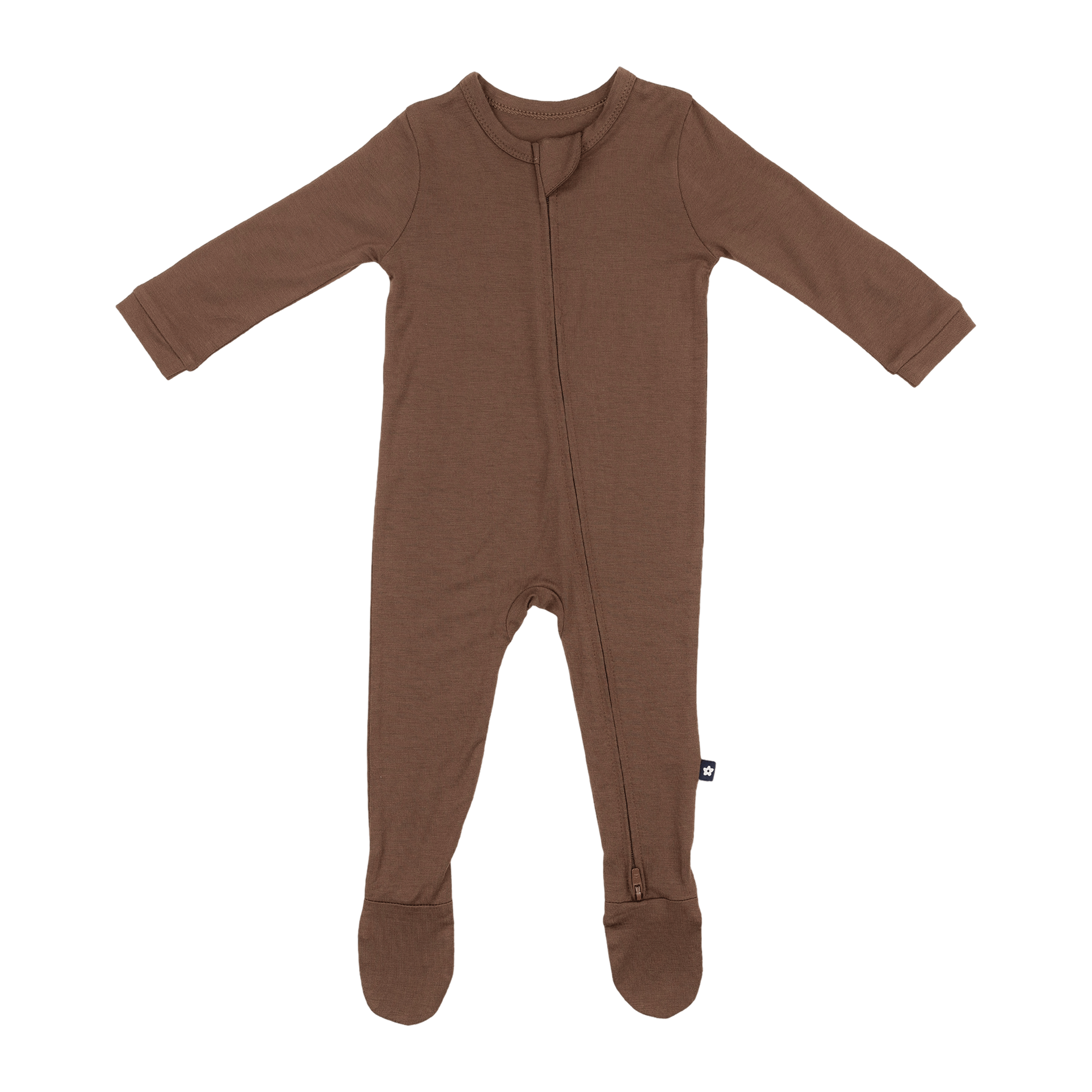 Larkspur Baby Zip Footie in Chestnut