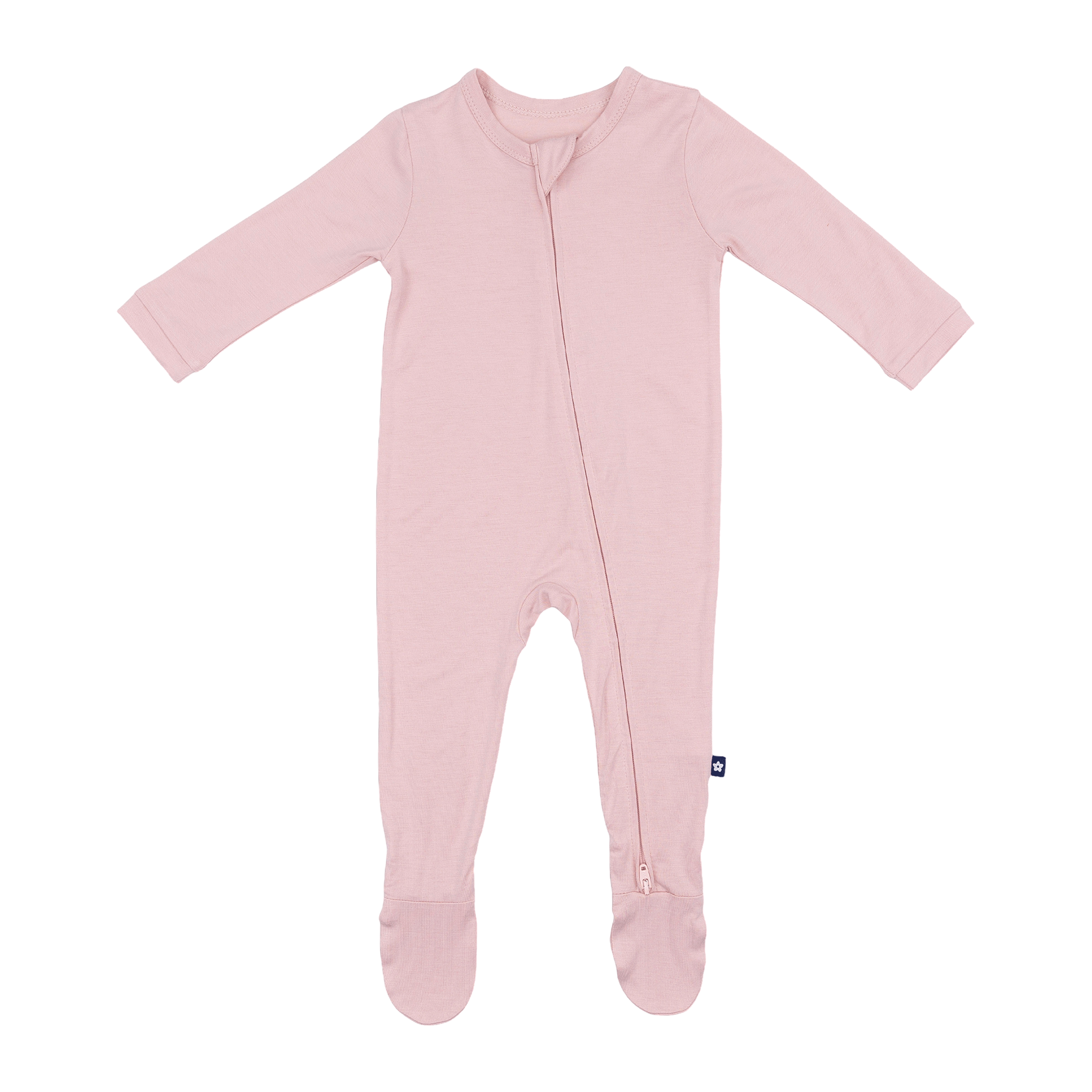 Larkspur Baby Zip Footie in Rose
