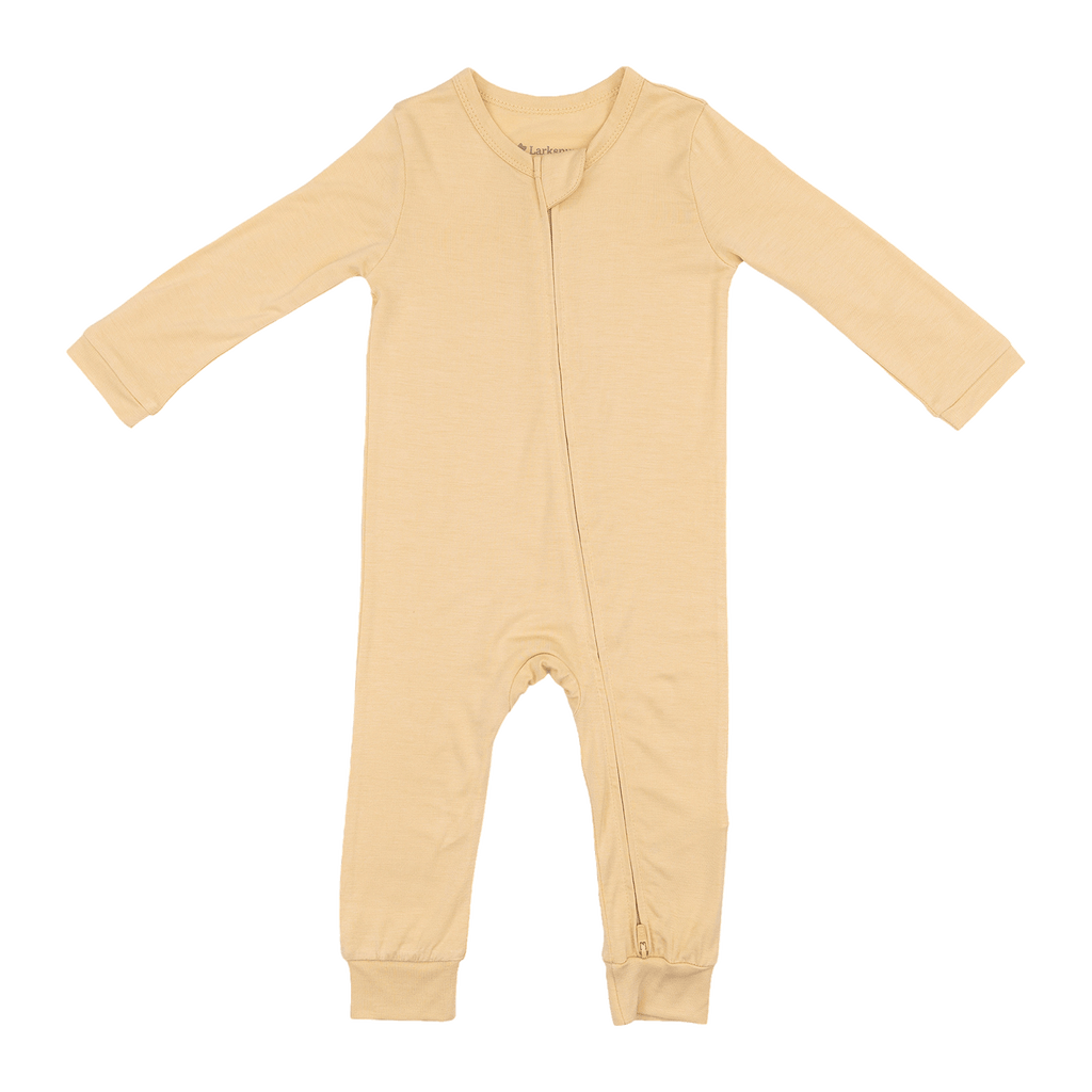 Larkspur Baby Zip Romper in Golden Sand