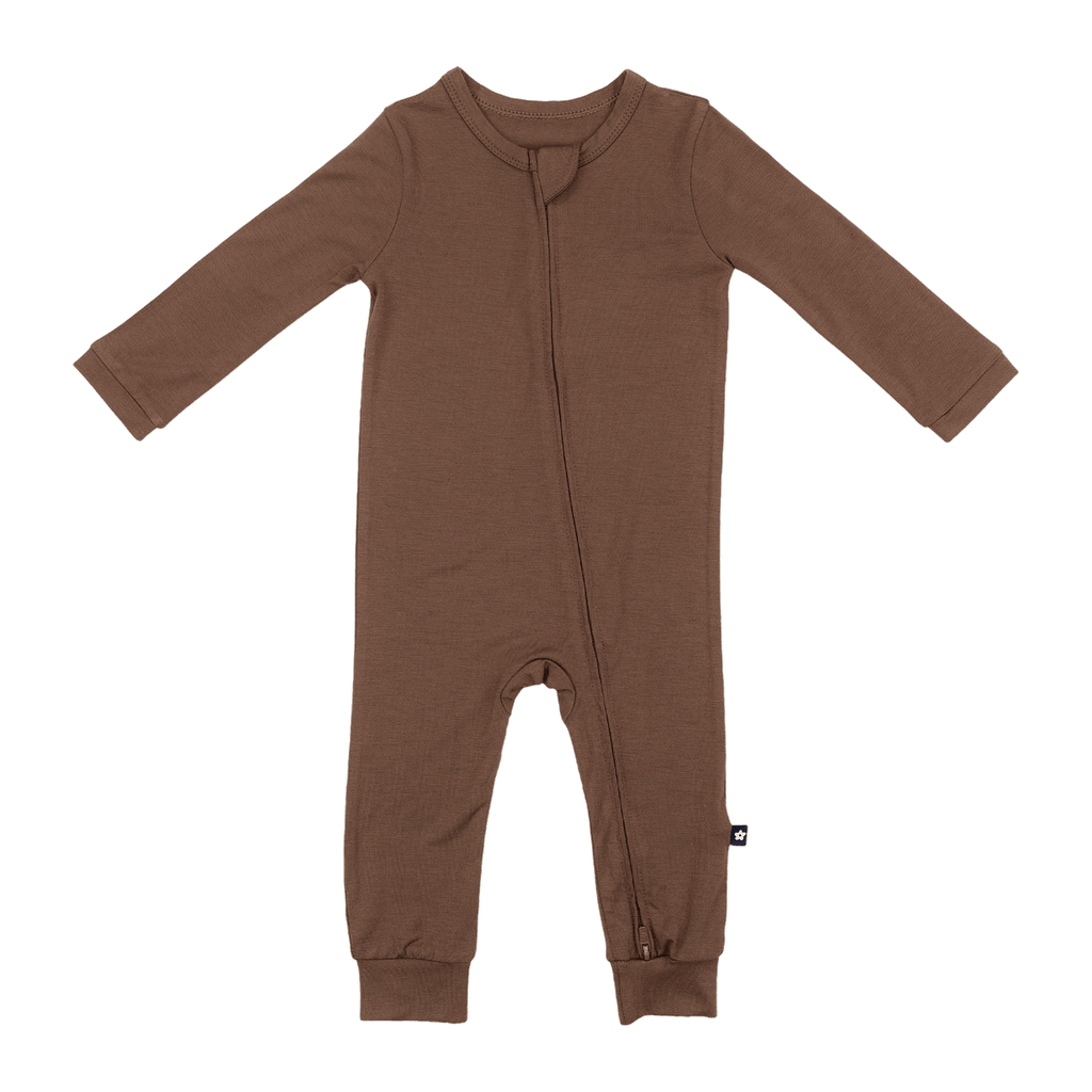 Larkspur Baby Zip Romper in Chestnut
