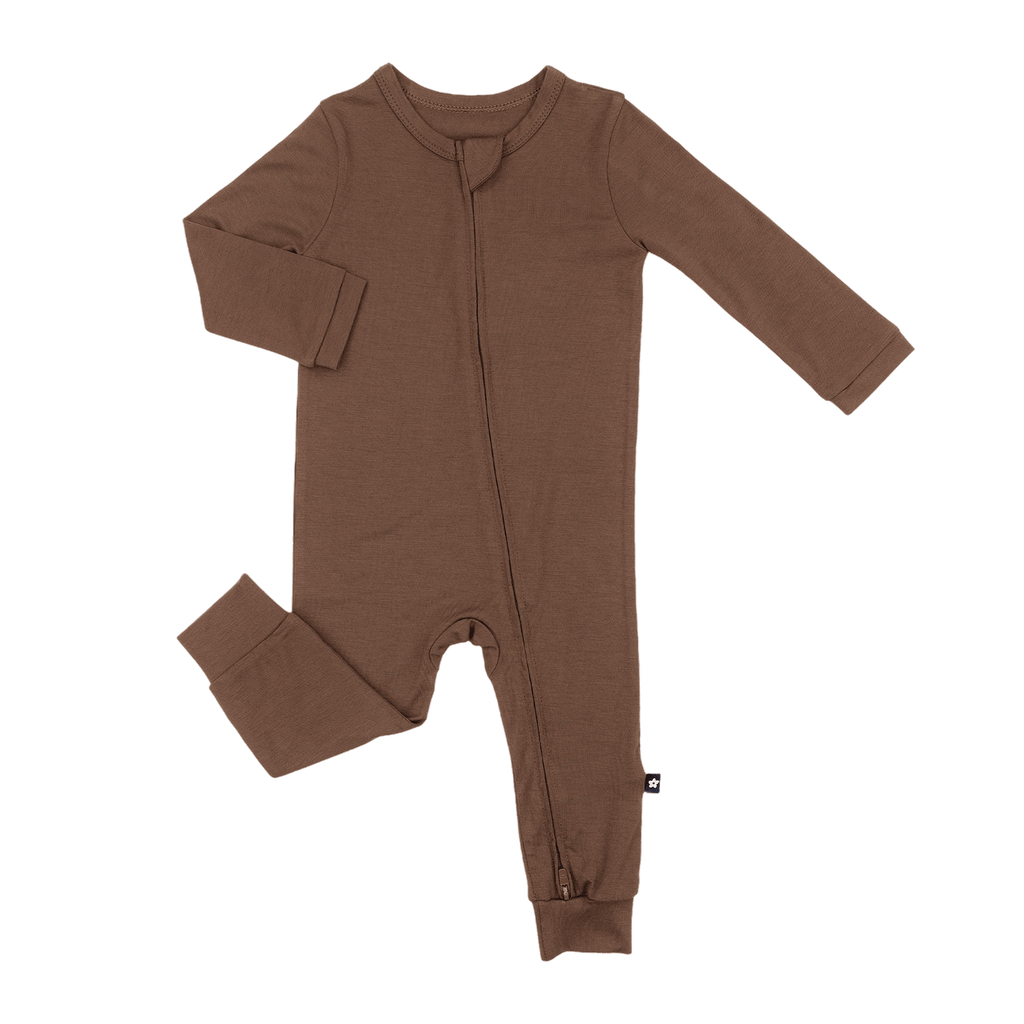 Larkspur Baby Zip Romper in Chestnut