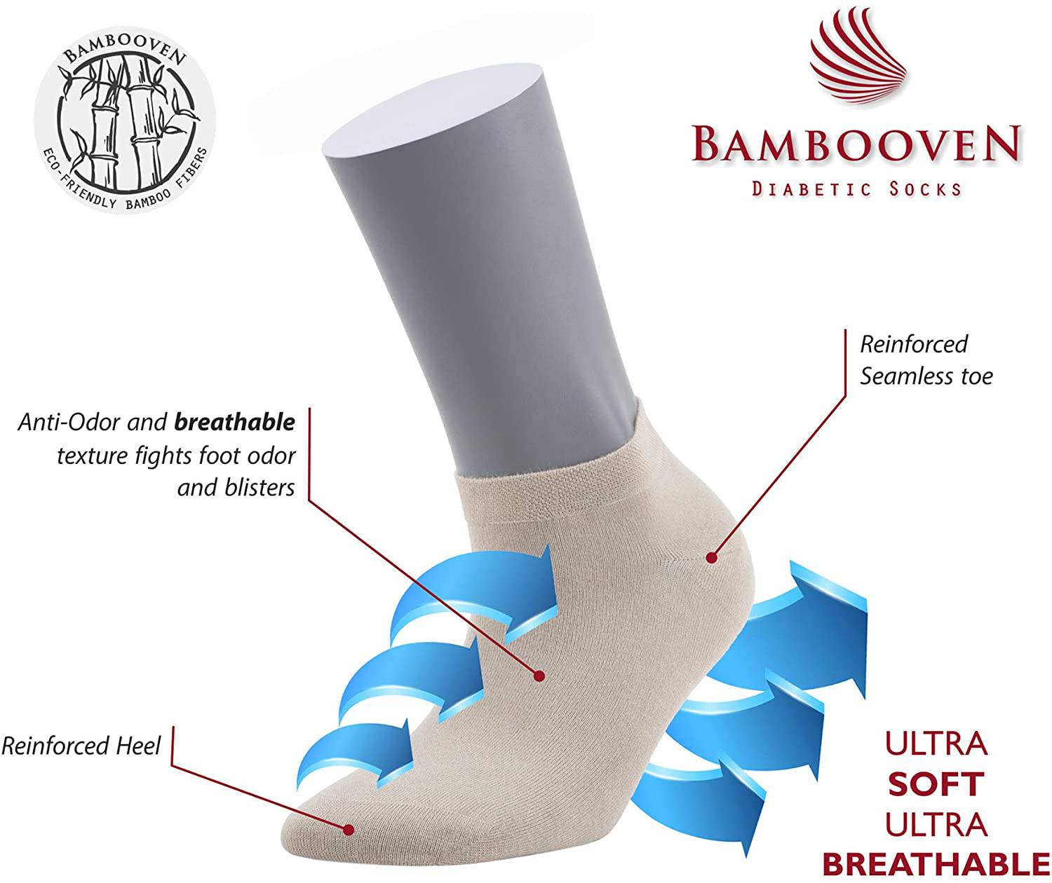 Women’s Bamboo No-Show Socks 6-Pack | Invisible, Breathable, Moisture-Wicking Socks - 612