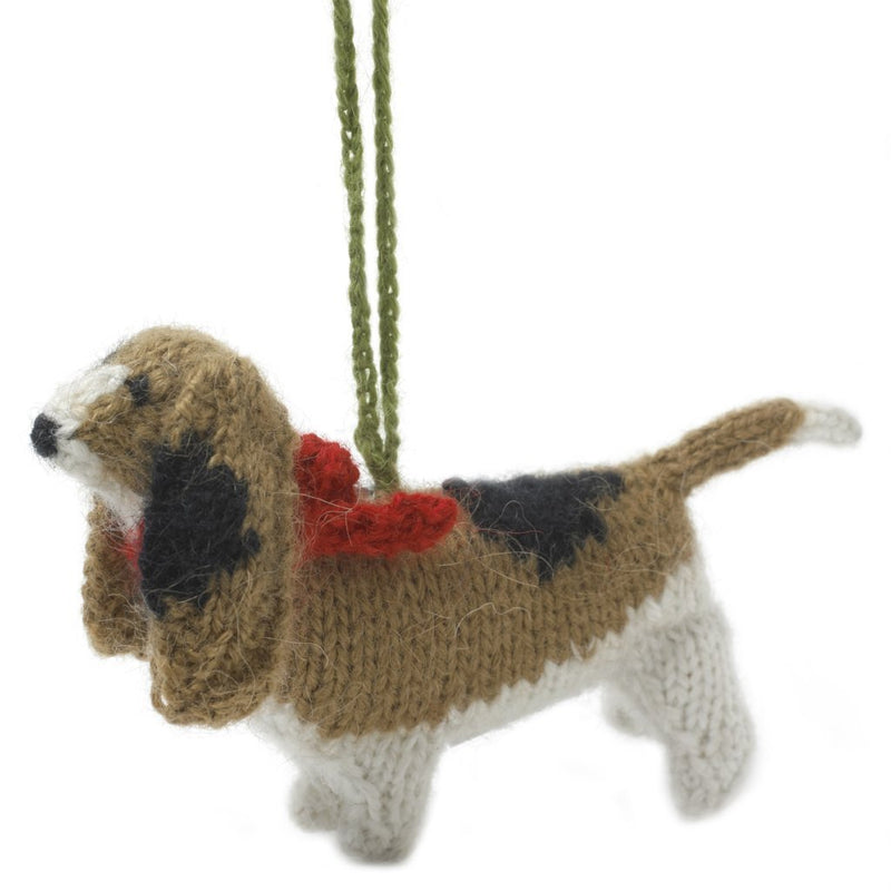 Basset Hound Hand Knit Christmas Ornament Arcadia Home