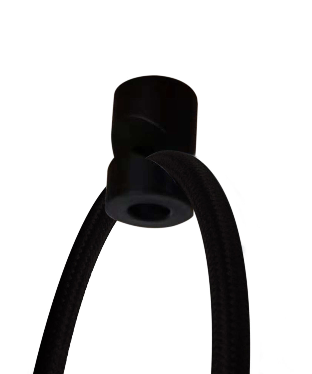14"W 1 Light Swag Plug-In Pendant  Shallow Drum Textured Oatmeal Shade Black Cord