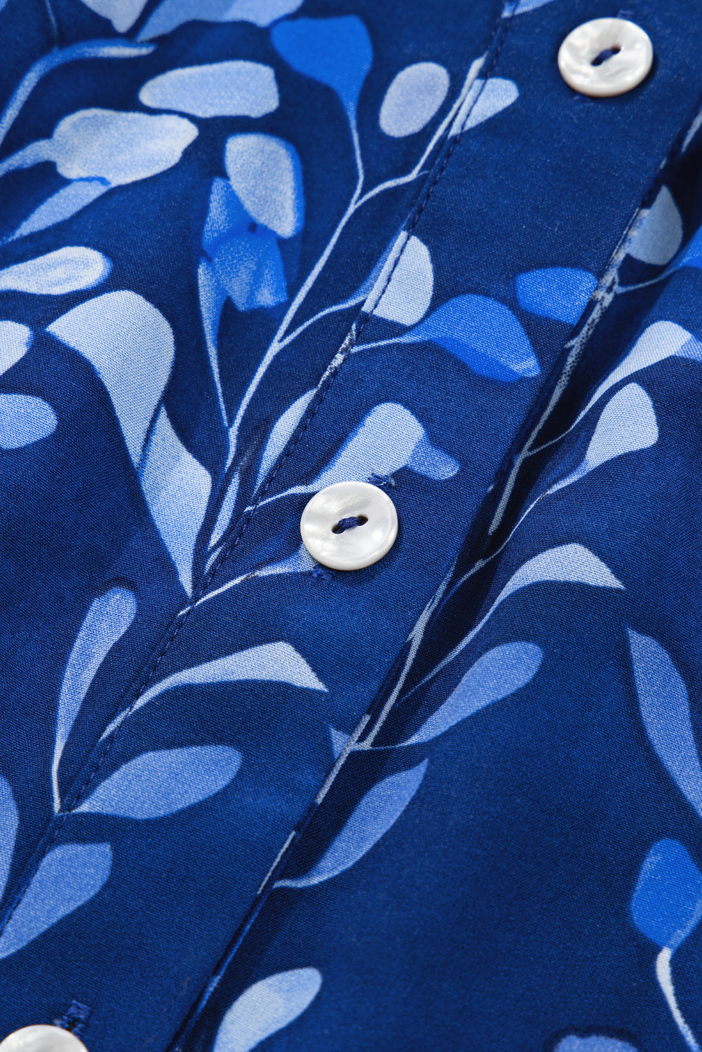 Floral 3/4 Sleeve Notched Neck Blouse