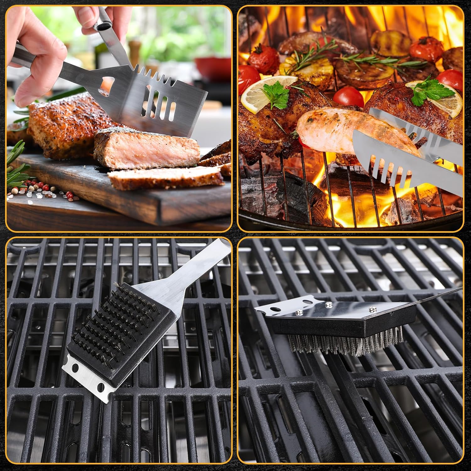 BBQ Tool Grilling Accessories, 16-Inch Stainless Steel BBQ Grill Tools