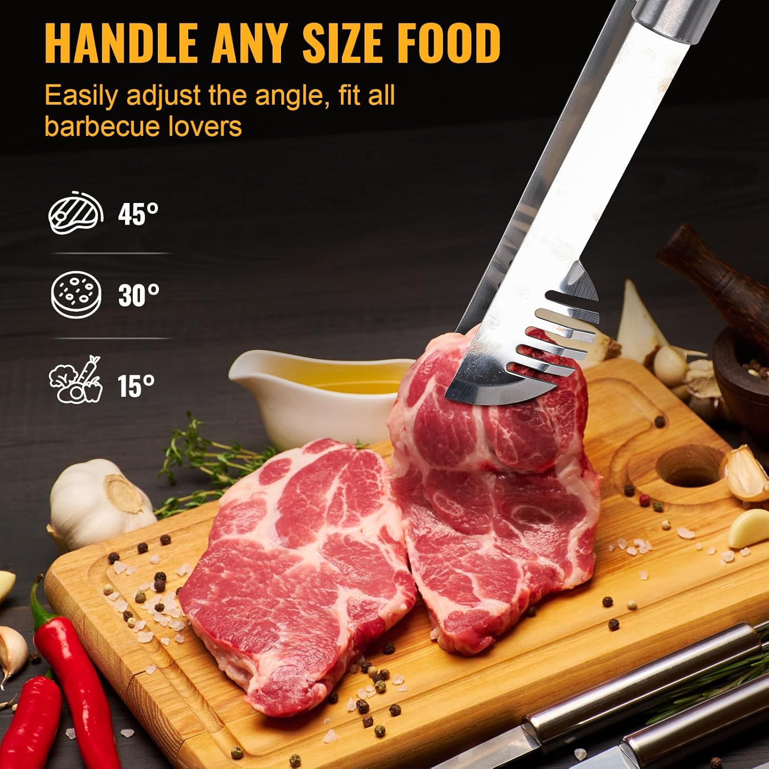 BBQ Tool Grilling Accessories, 16-Inch Stainless Steel BBQ Grill Tools