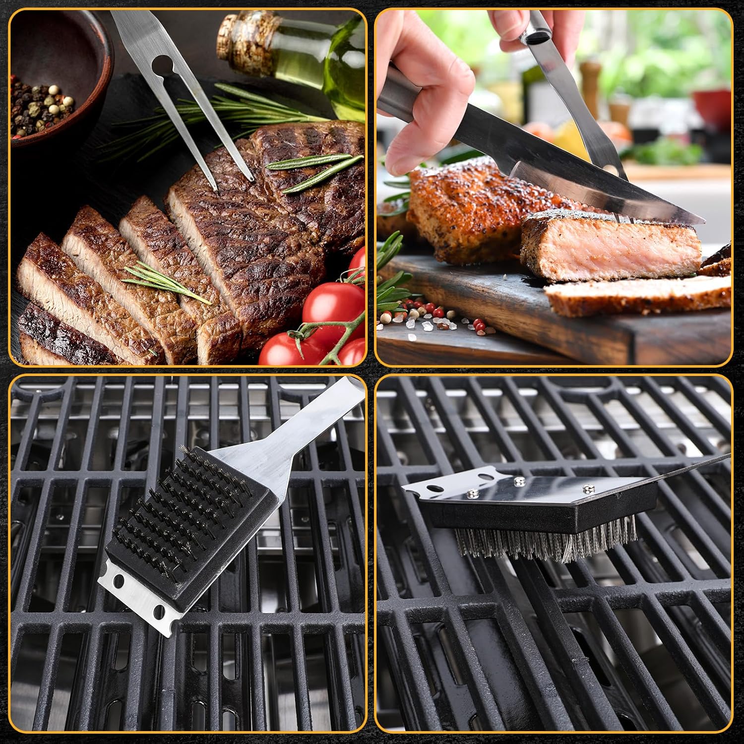 BBQ Tool Grilling Accessories, 16-Inch Stainless Steel BBQ Grill Tools